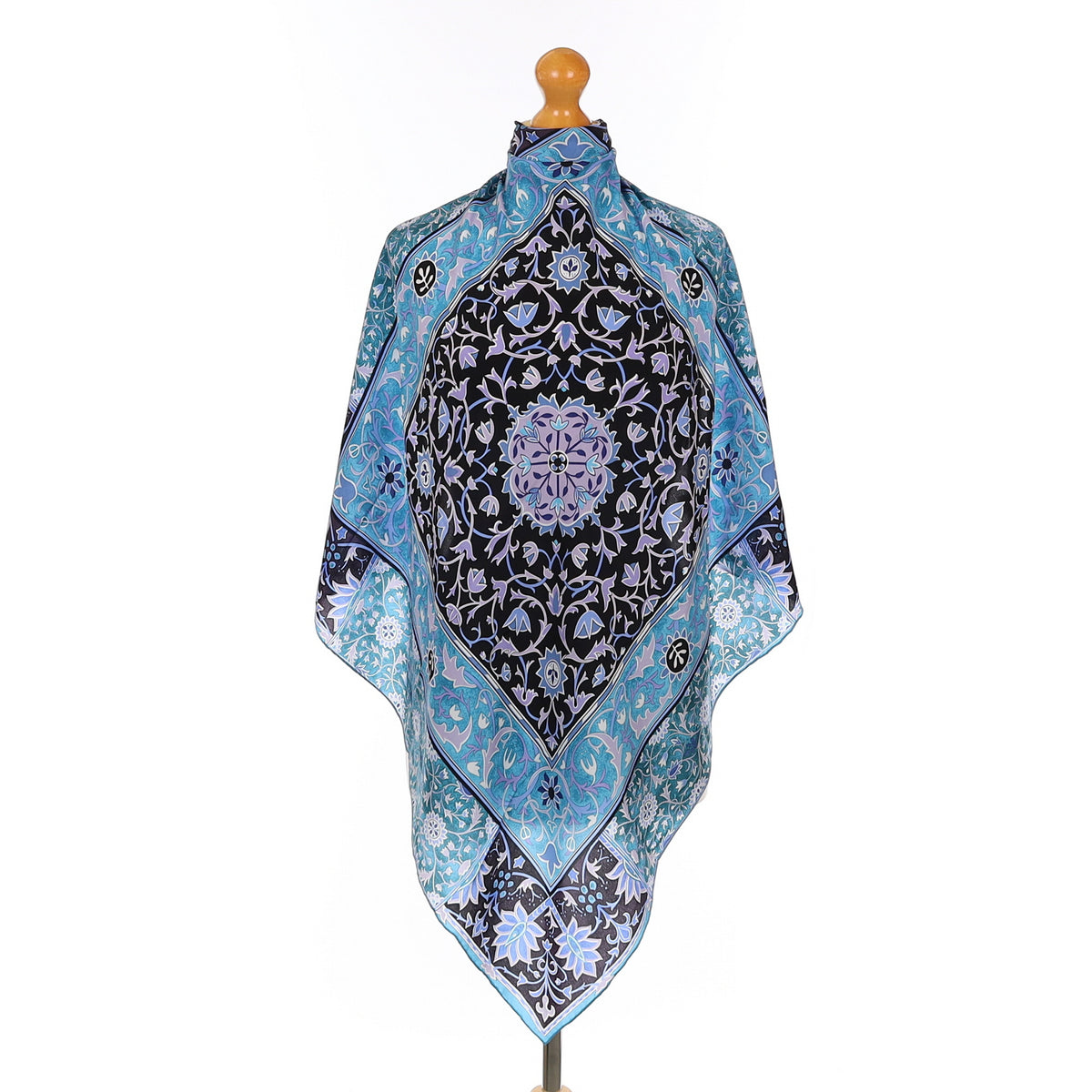 Fox & Chave Blue Baroque Silk Scarf