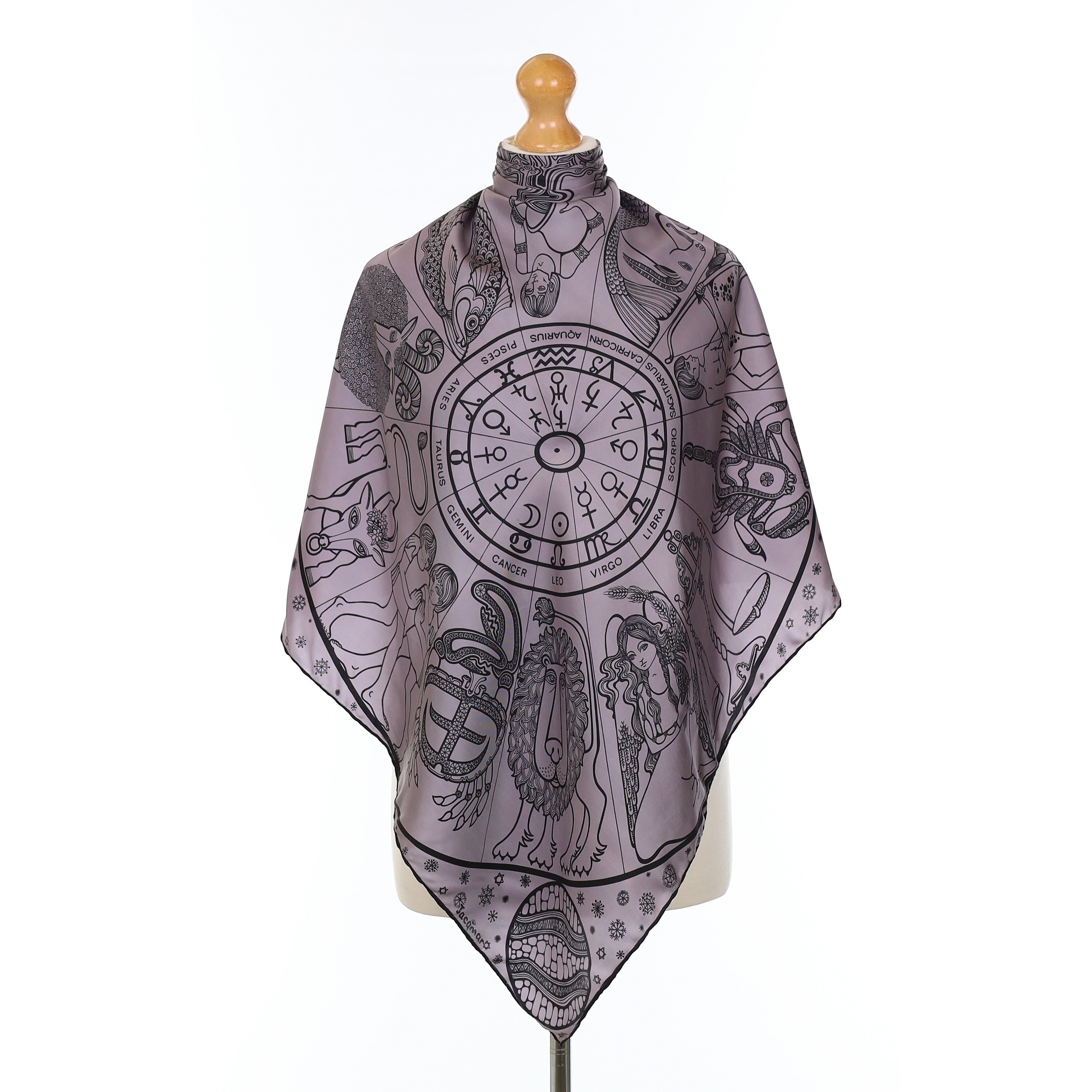 Jacqmar Zodiac Design Vintage Silk Scarf
