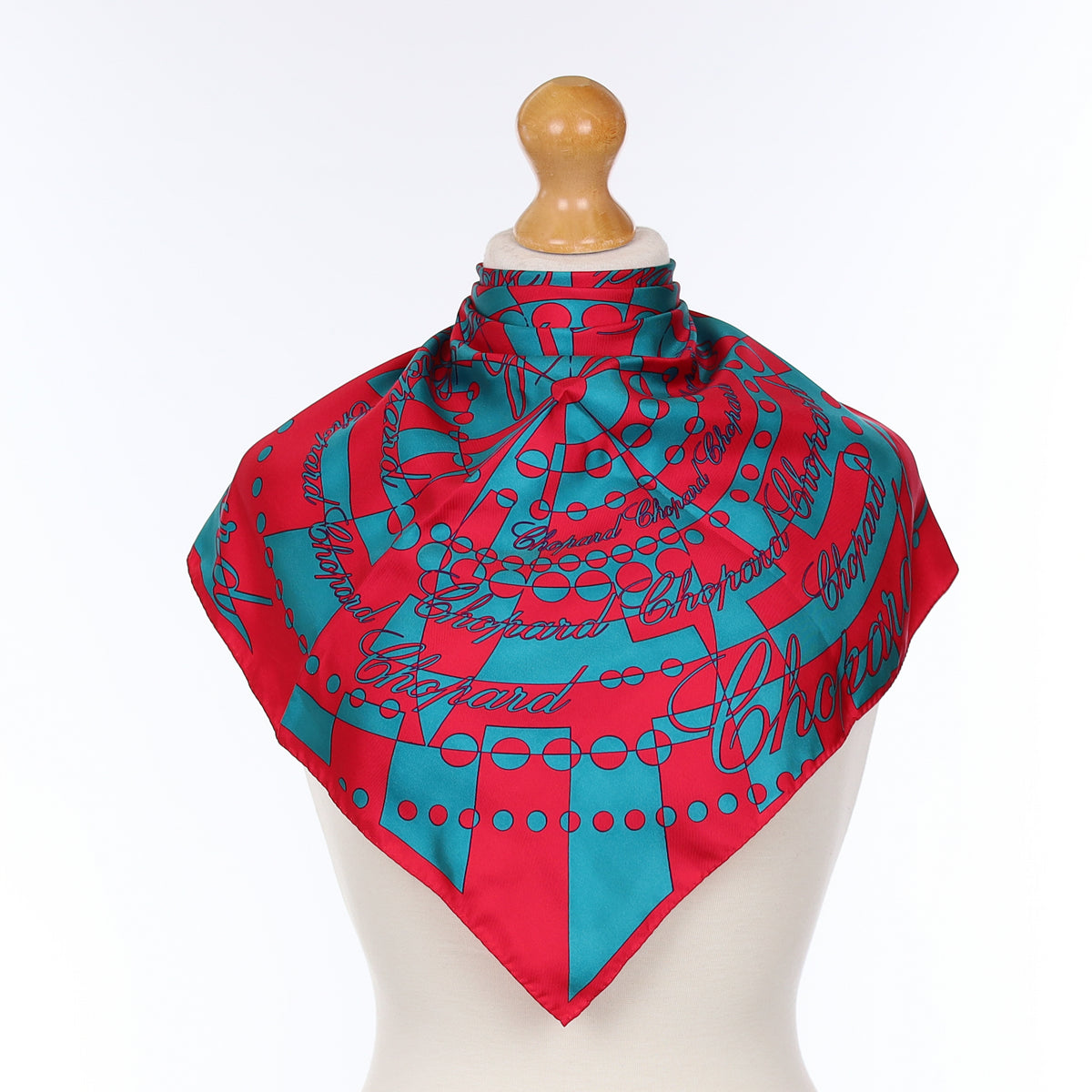 Brand New Boxed Chopard Pink And Blue Abstract Silk Scarf