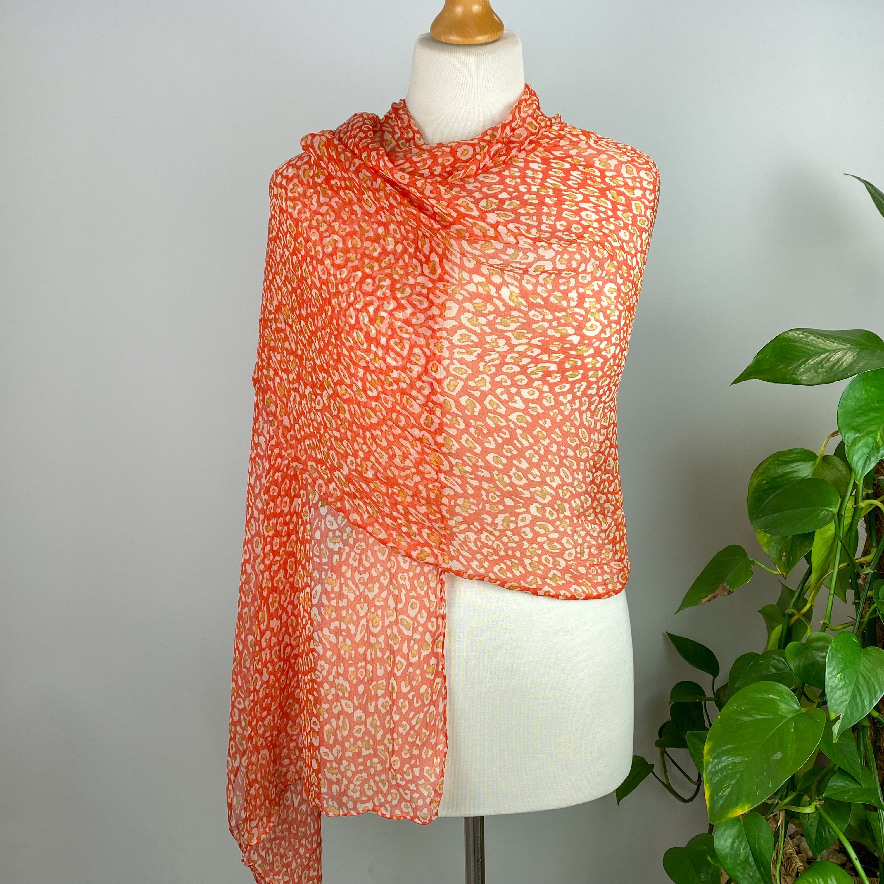 Orange Chiffon Silk Scarf