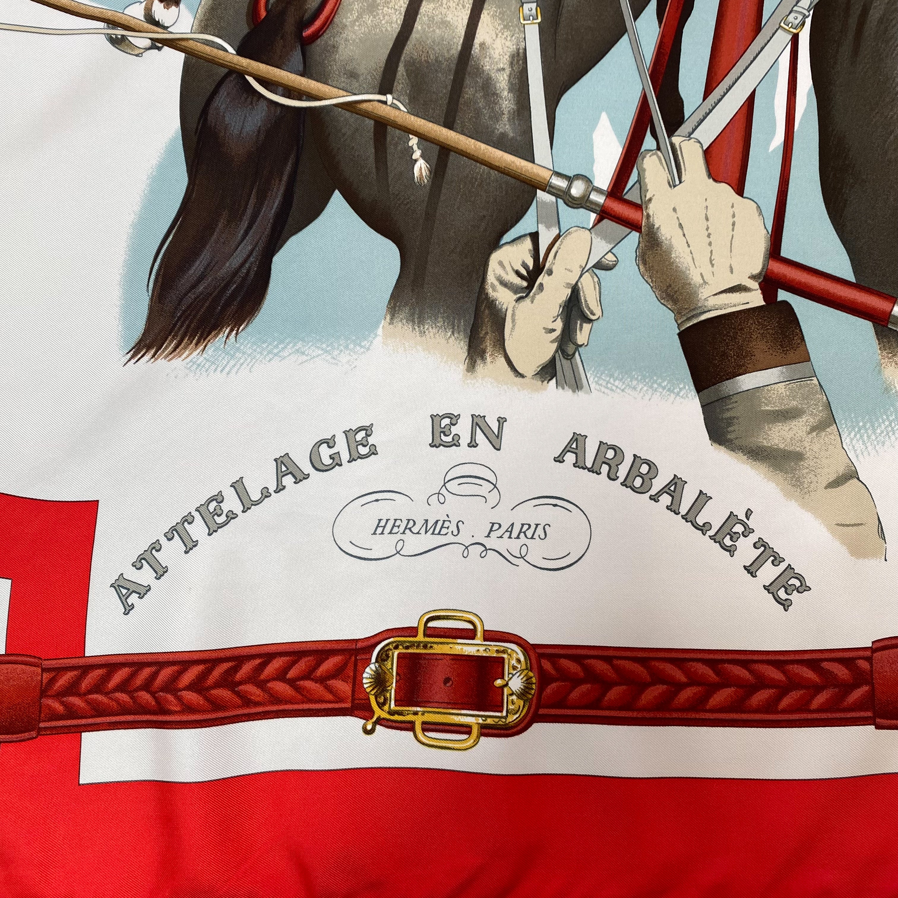 Boxed Hermes Attelage en Arbalete Vintage Silk Scarf