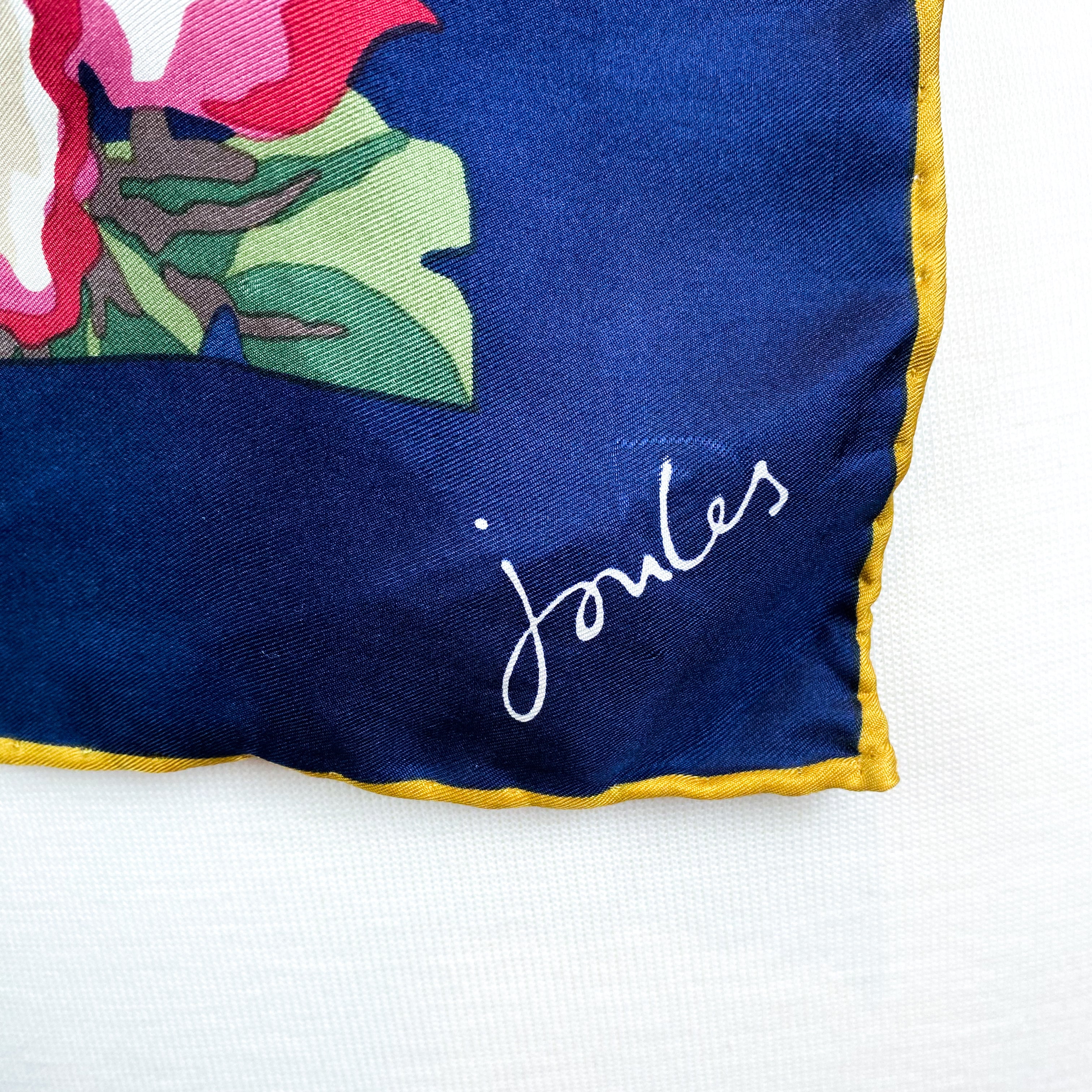 Joules Navy Floral Silk Scarf