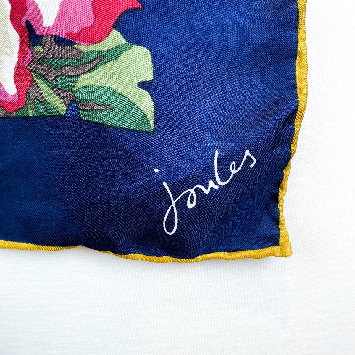 Joules Navy Floral Silk Scarf