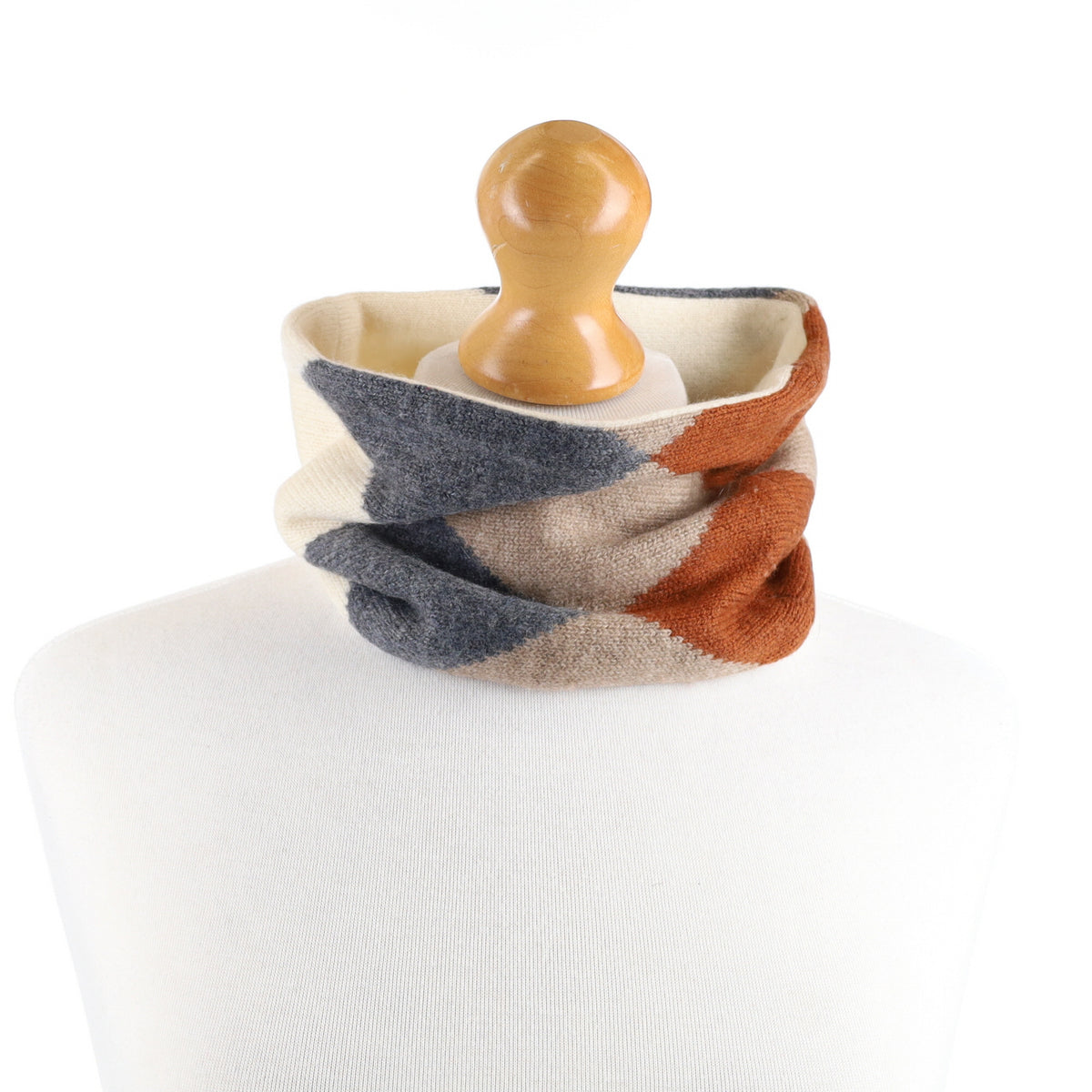 Cream, Grey and Taupe Diamond Neck Warmer