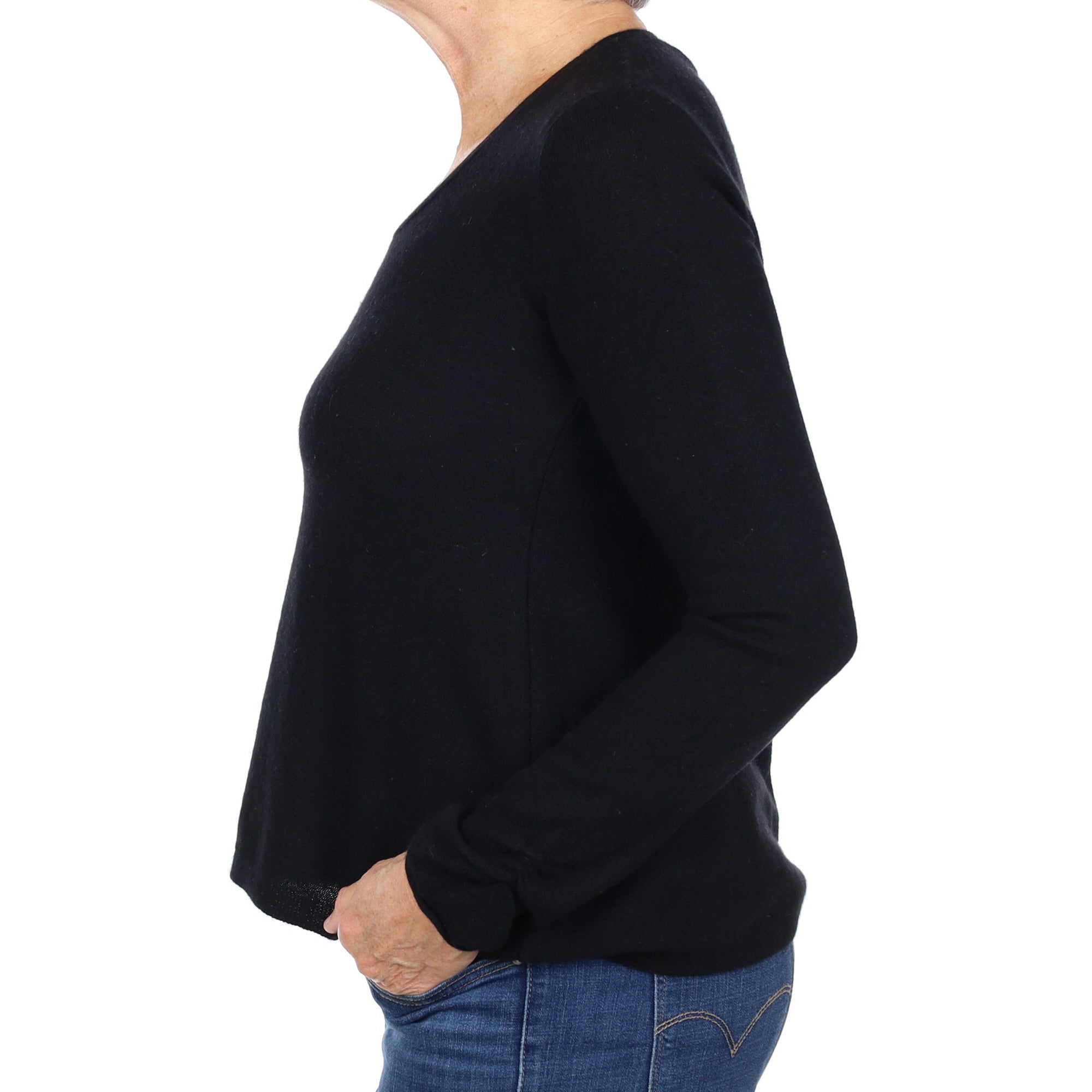Black Cashmere Scoop Neck Jumper Medium