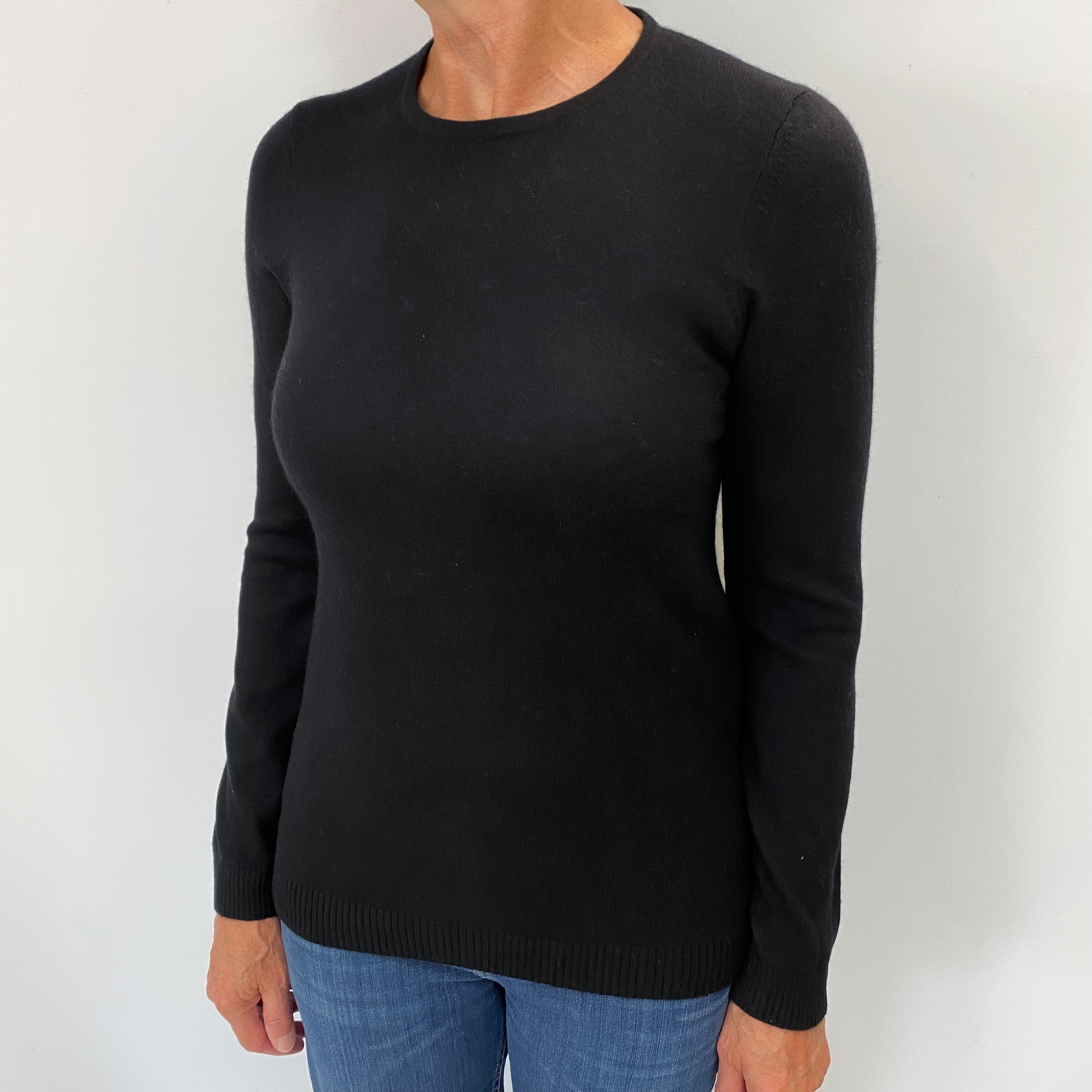 Black Cashmere Crew Neck Jumper Medium