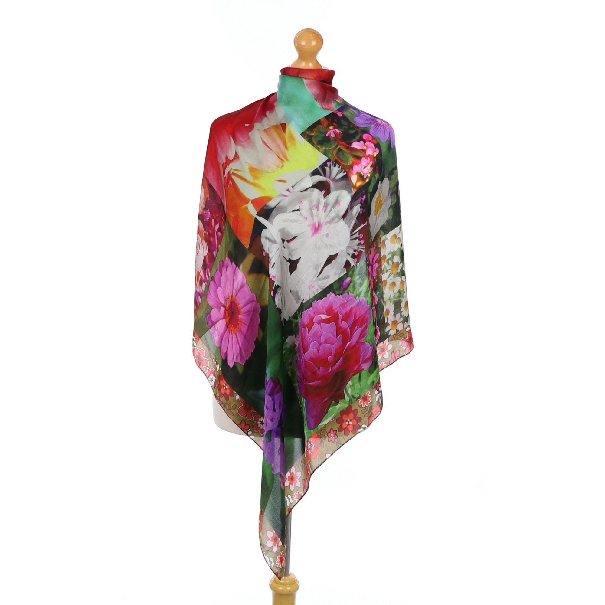 Abstract Floral Silk Scarf