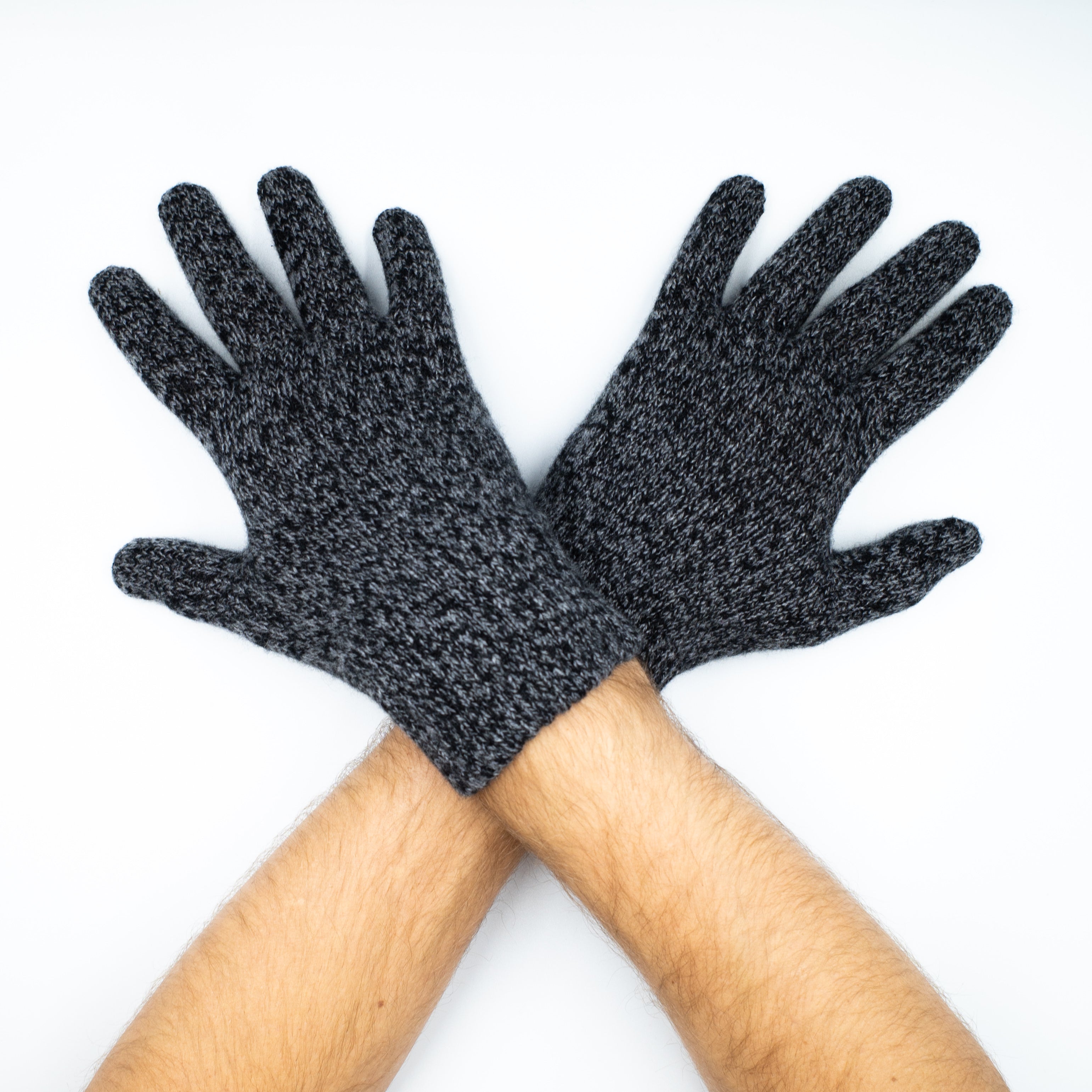 Men’s New Scottish Charcoal Grey Marl Cashmere Gloves