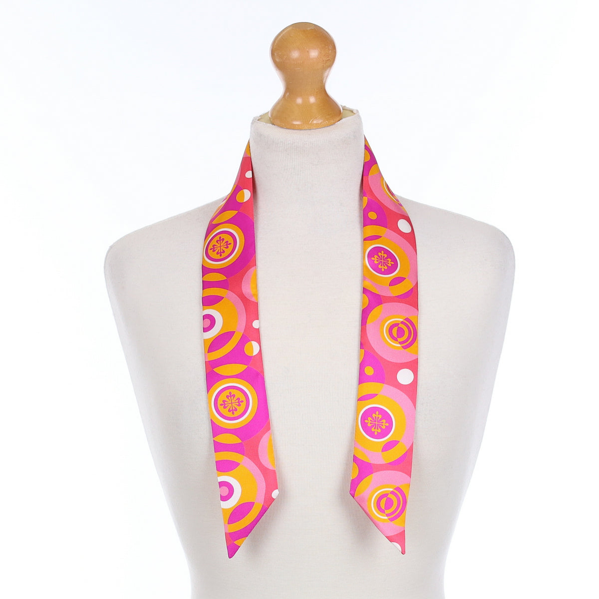 Brand New Boxed Pink and Orange Patek Philippe Silk Twilly Scarf