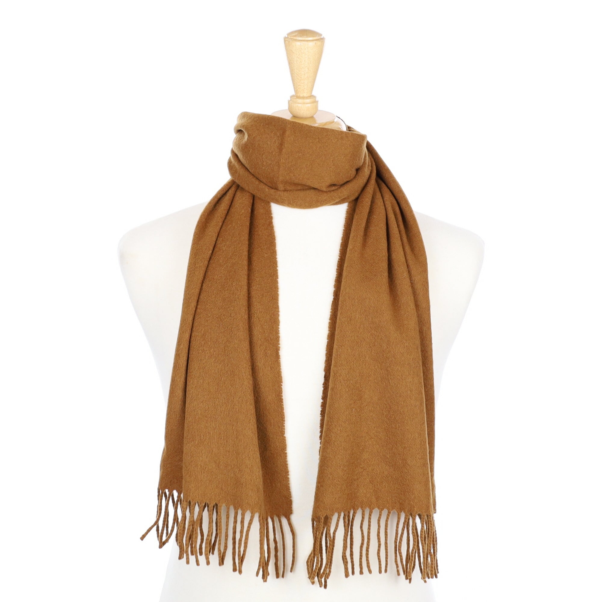 Johnstons Toffee Cashmere Fringed Woven Scarf