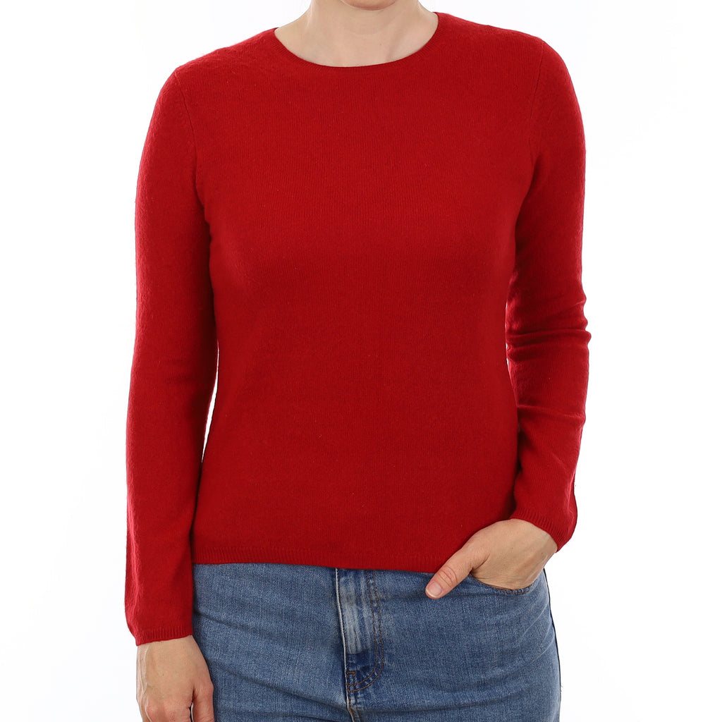 Post Box Red Cashmere Crew Neck Jumper Small