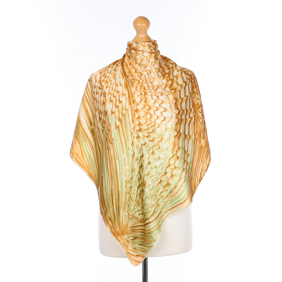Gold And Green Artistic Silk Scarf