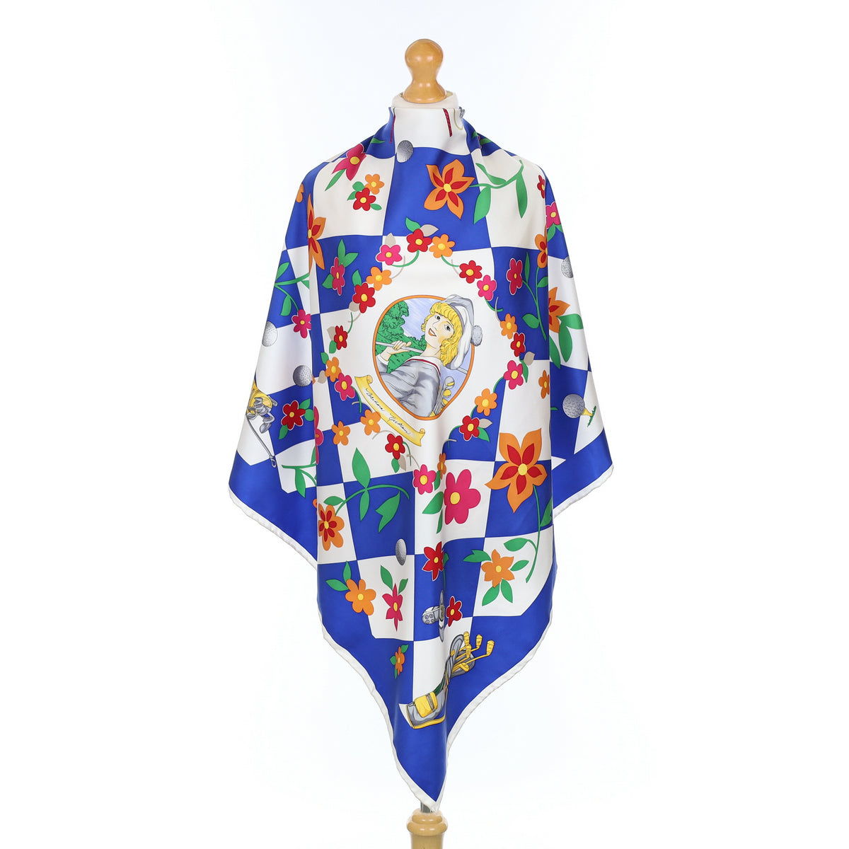 Blue and White Vintage Silk Scarf