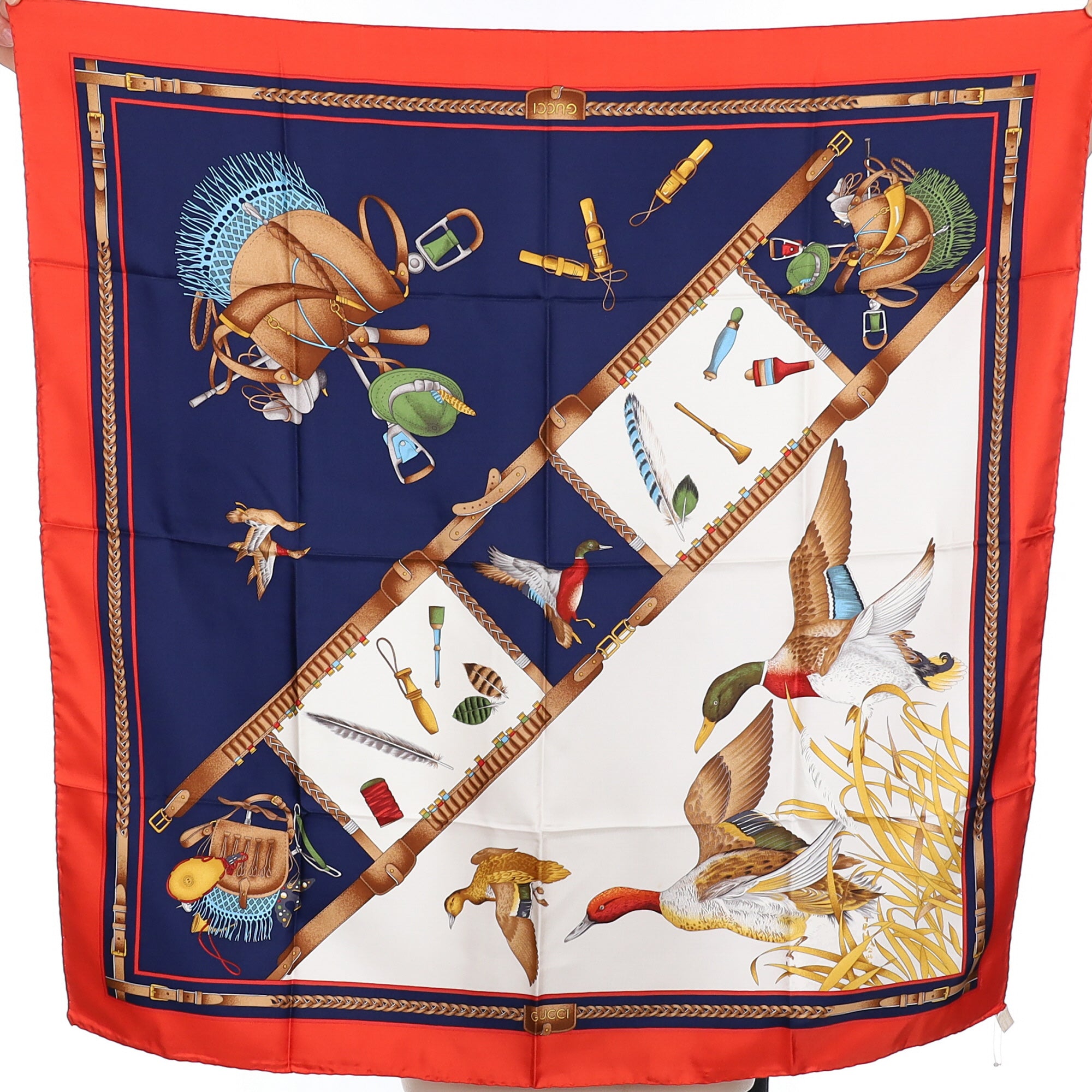 Brand New Gucci Duck Themed Vintage Silk Scarf