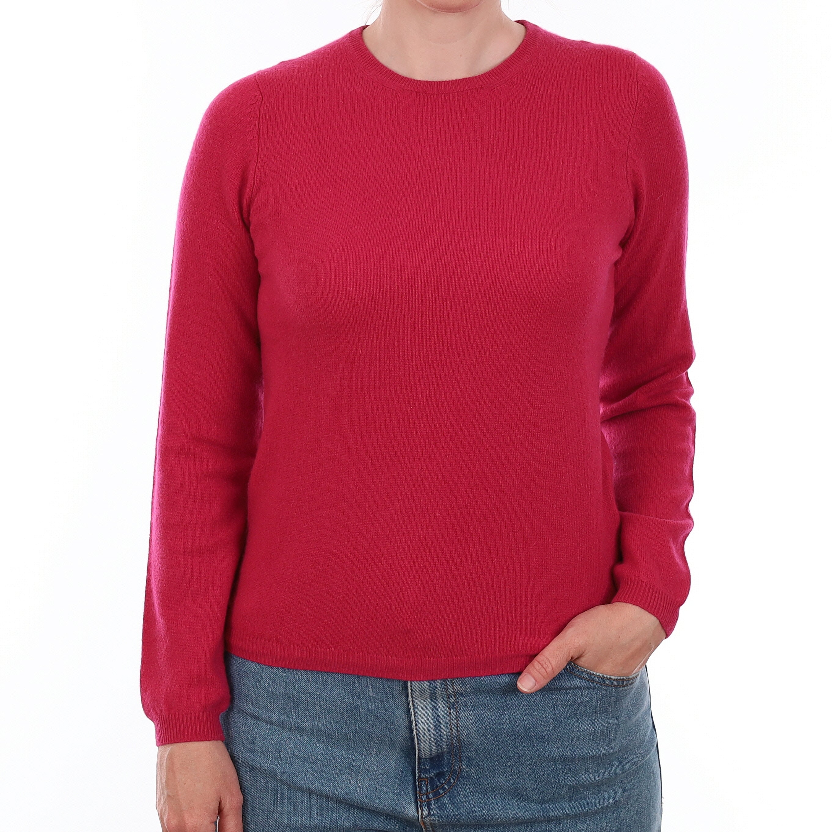 Cherry Pink Cashmere Crew Neck Jumper Small