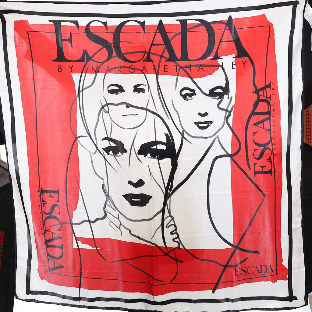 Brand New Escada Faces Silk Scarf