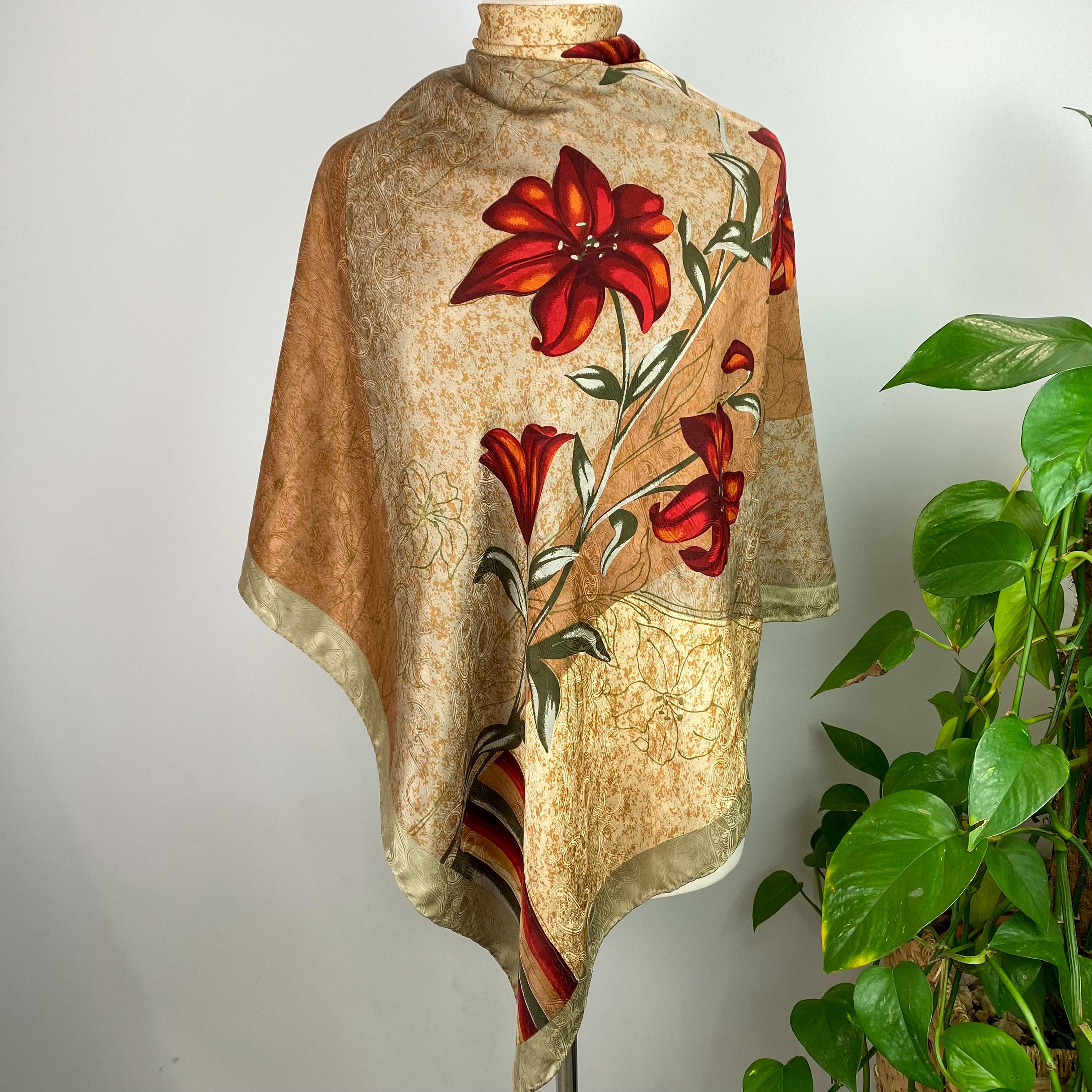 Jacquard Floral Silk Scarf