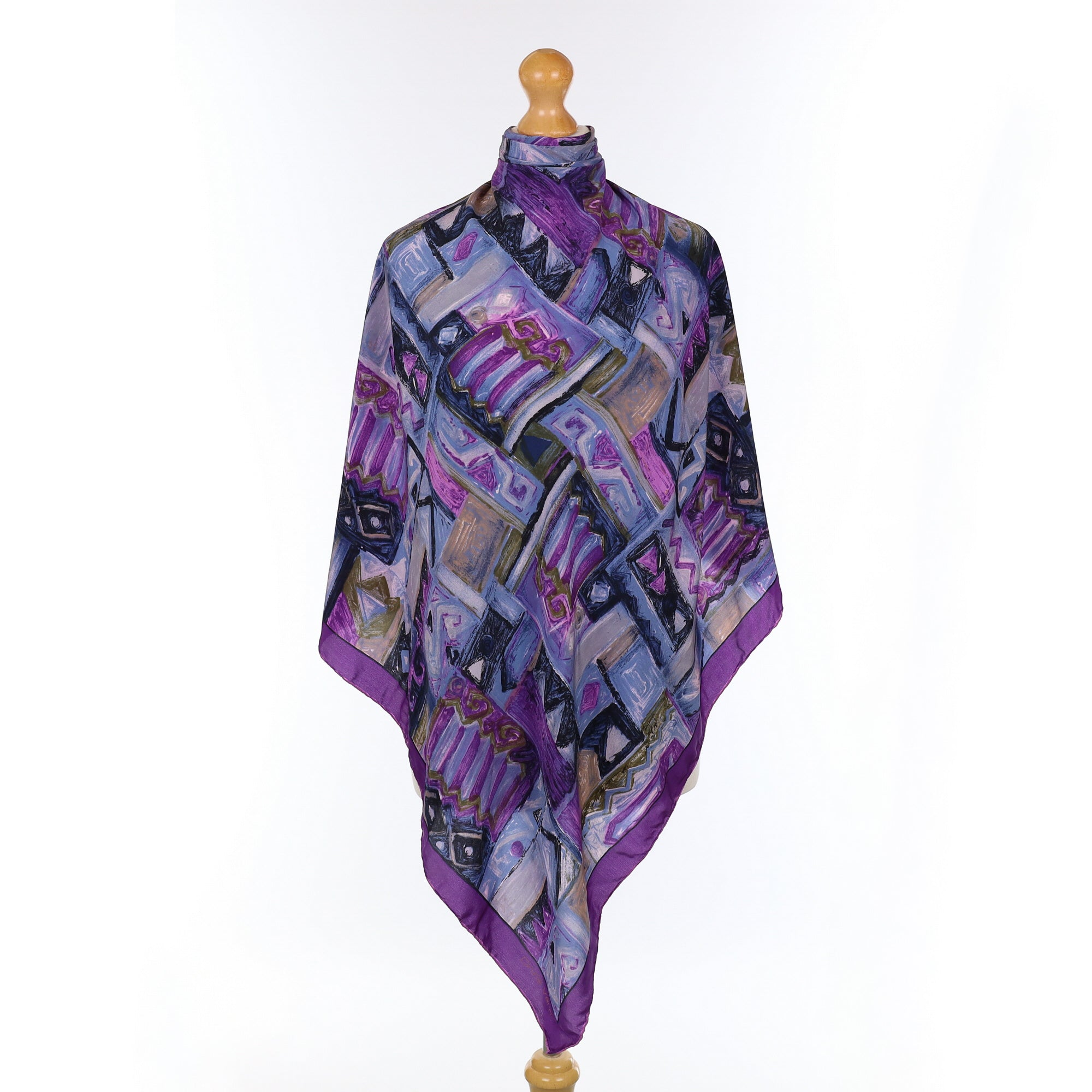 Purple Abstract Vintage Silk Scarf