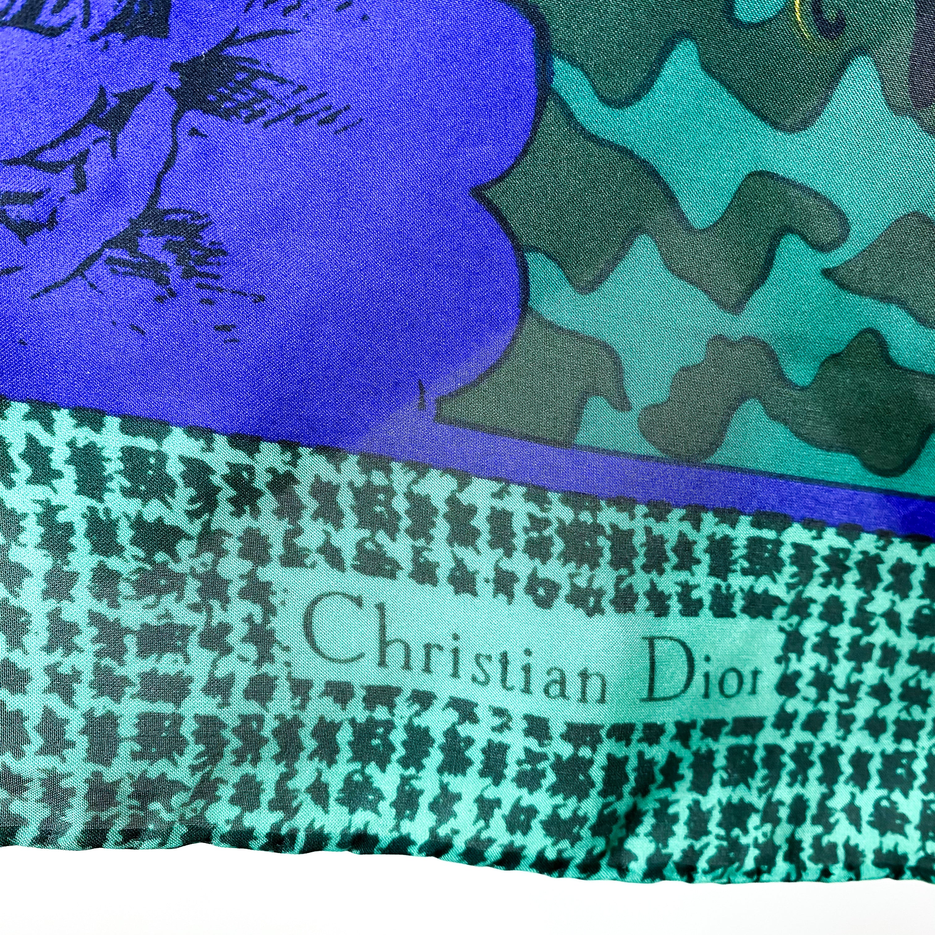 1970s Christian Dior Vintage Designer Silk Scarf