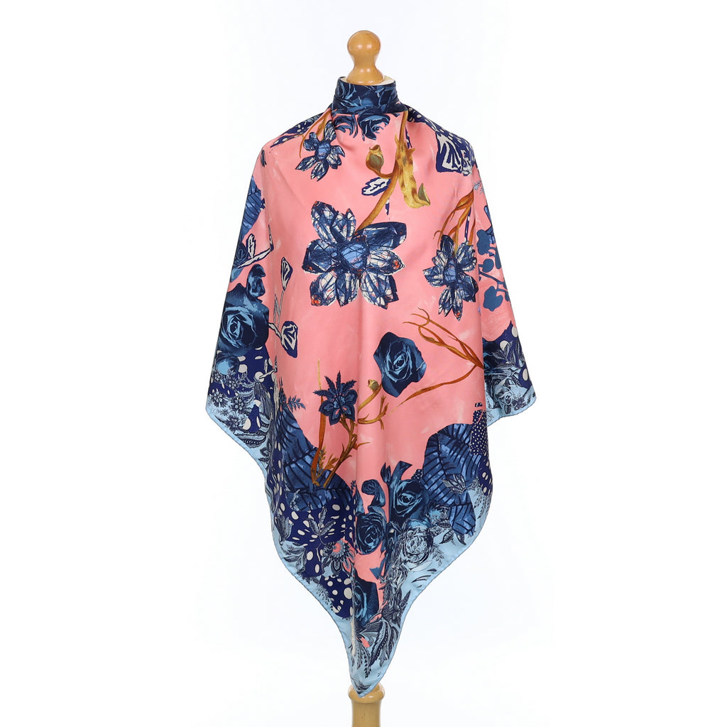 Christian Lacroix Abstract Pink and Blue Silk Scarf