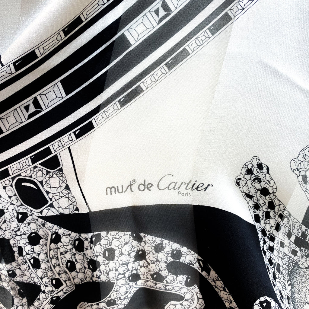 Monochrome Cartier Designer Silk Scarf
