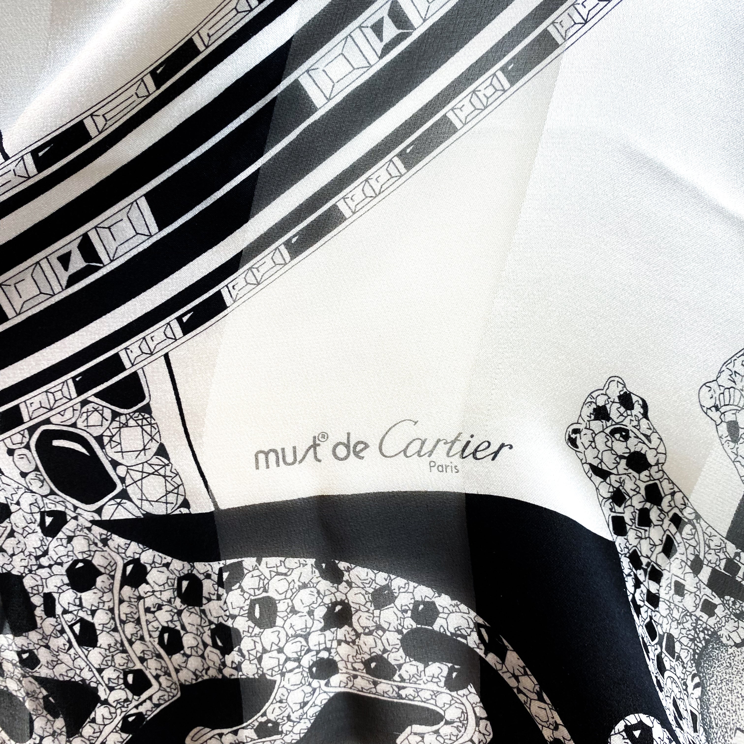 Monochrome Cartier Designer Silk Scarf