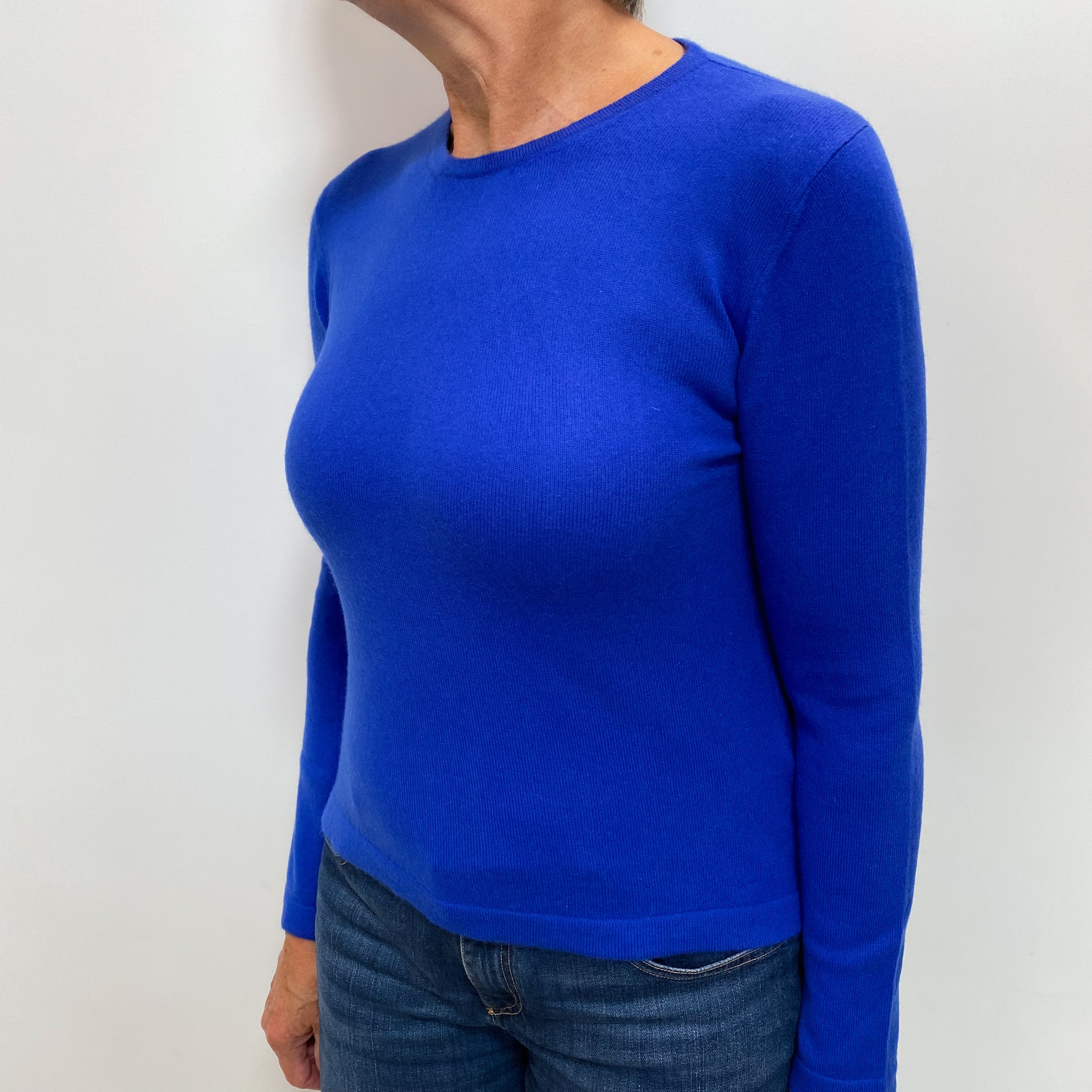 Cobalt Blue Cashmere Crew Neck Jumper Medium