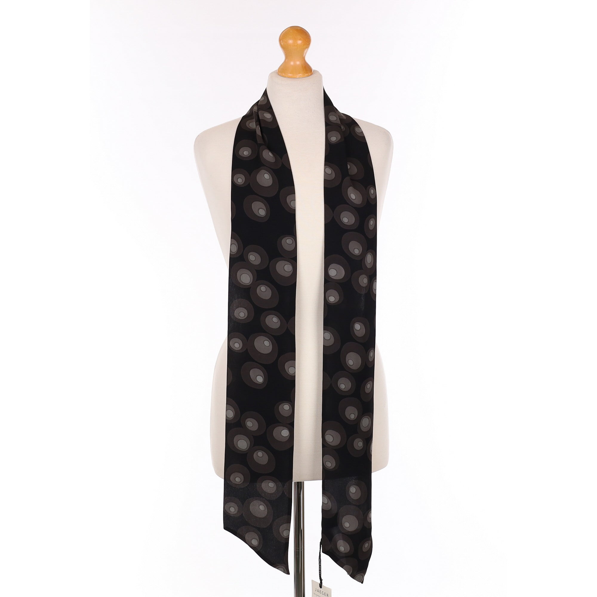 Jaeger Black Pussy Bow Silk Scarf