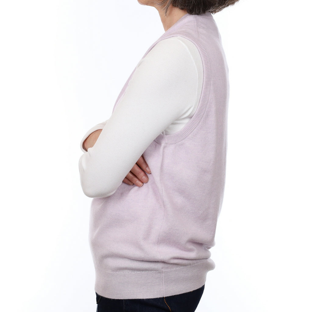 Brand New Scottish Pale Lavender Cashmere Crew Neck Tank Top Large