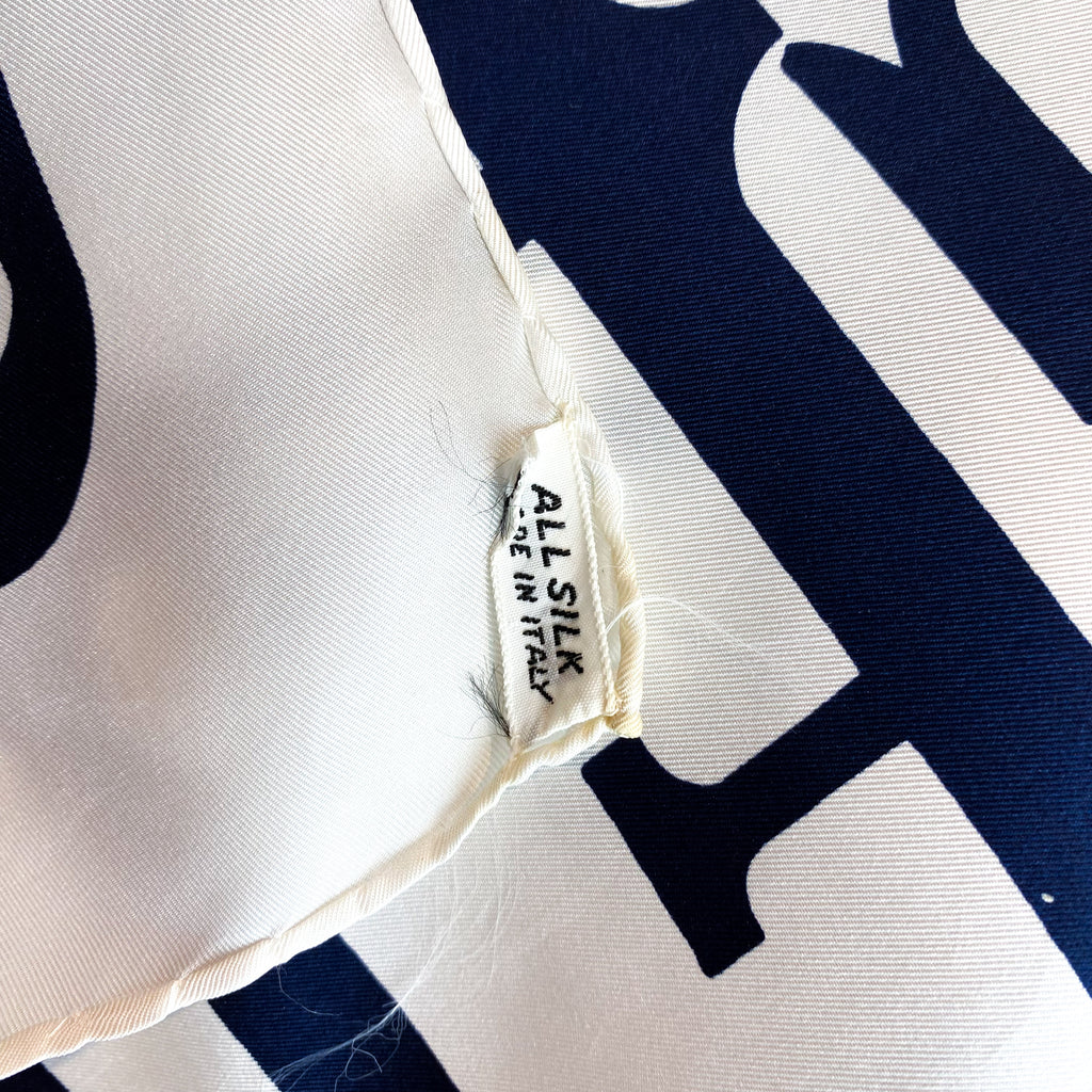 Navy and White Jaeger Vintage Silk Scarf