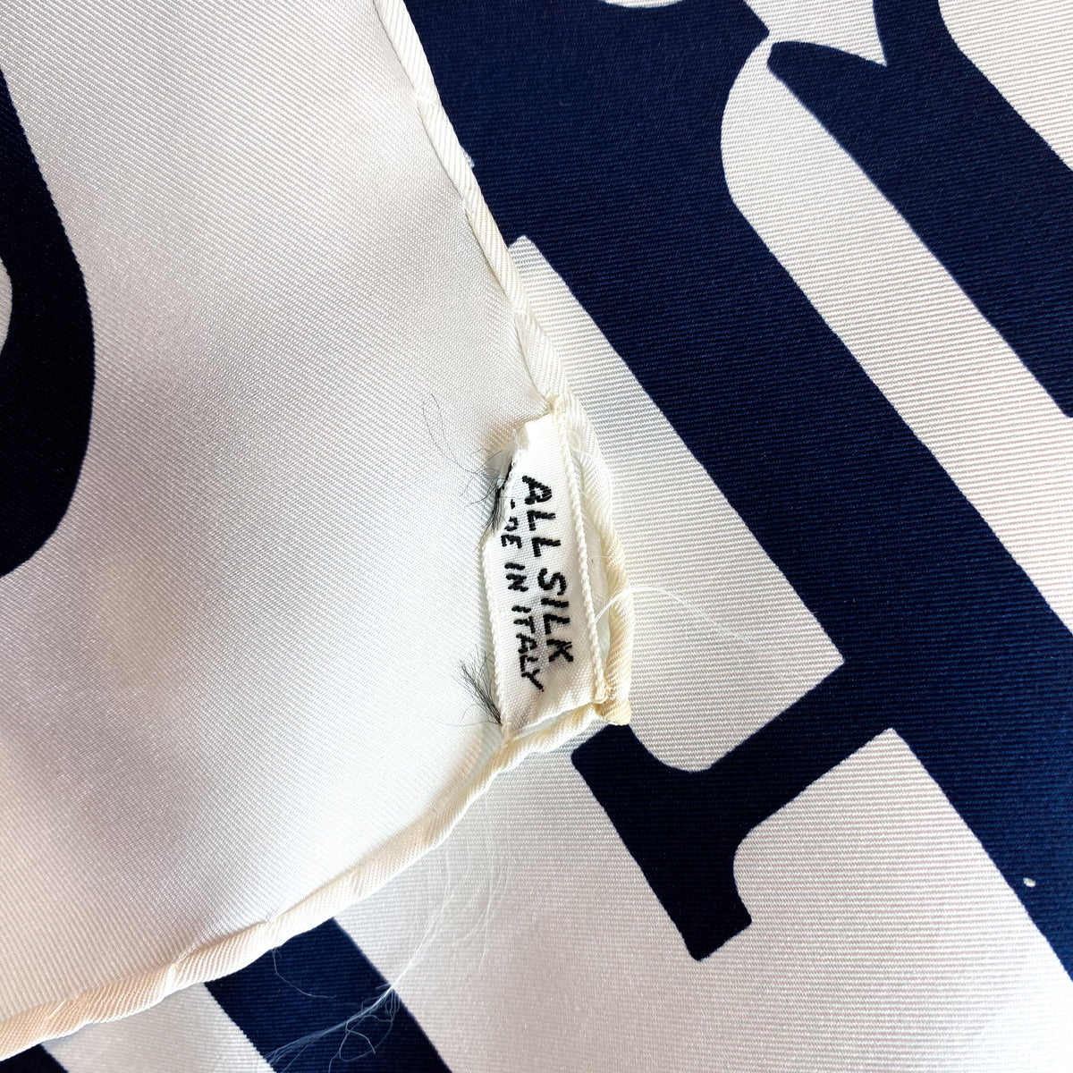 Navy and White Jaeger Vintage Silk Scarf