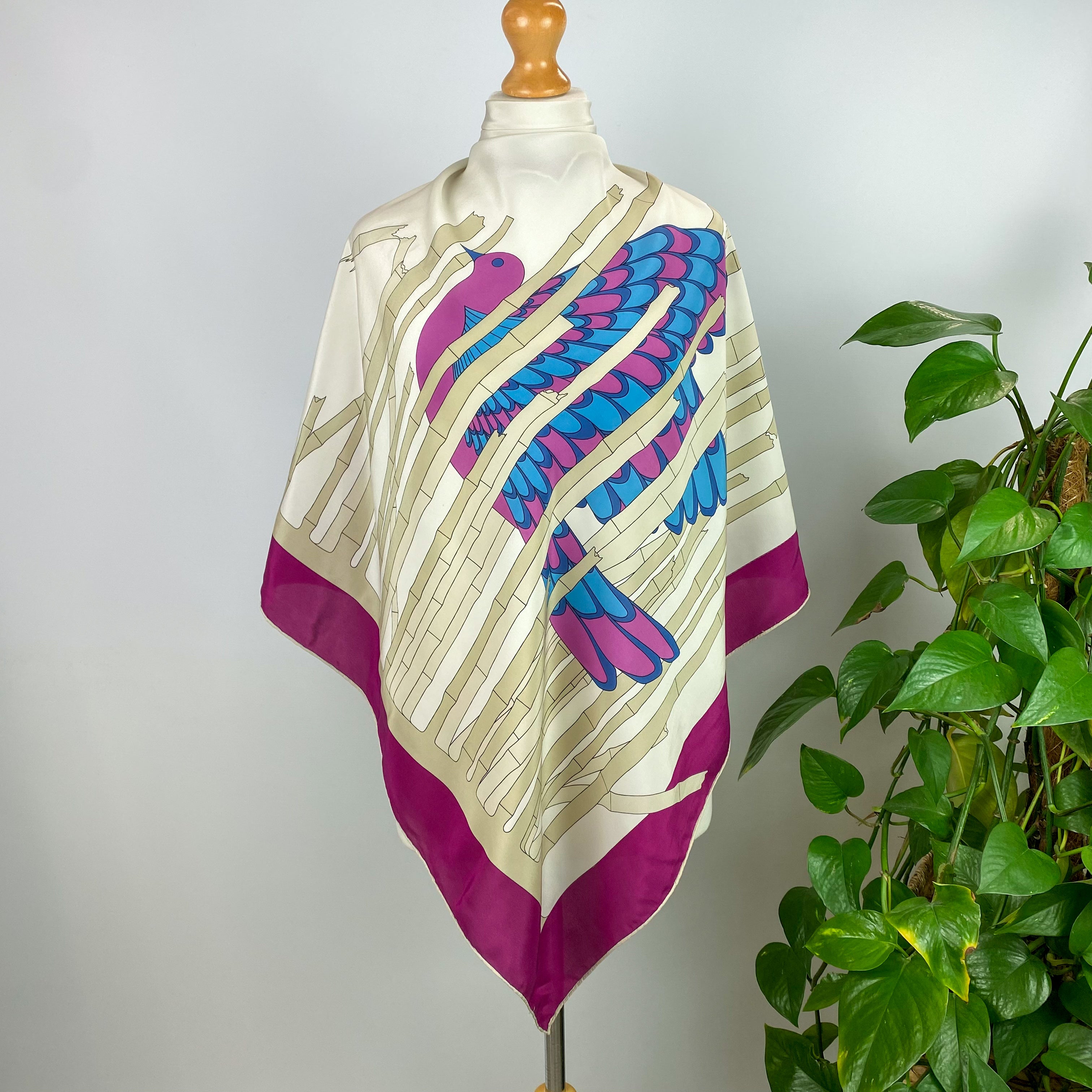 Grès Bird In Bamboo Vintage Silk Scarf