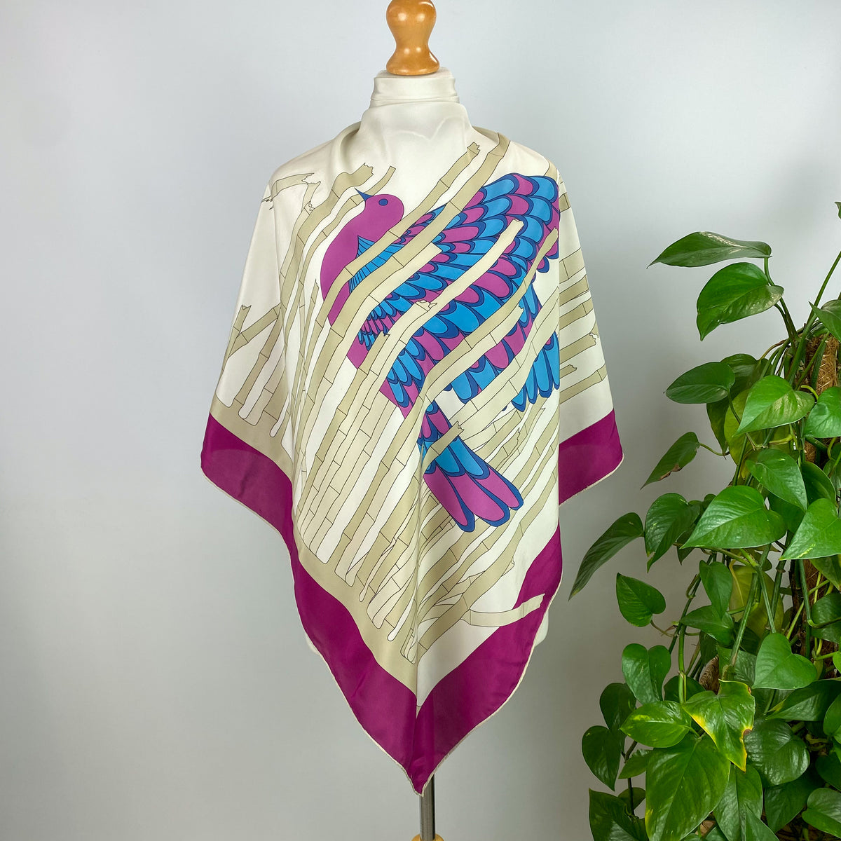 Grès Bird In Bamboo Vintage Silk Scarf