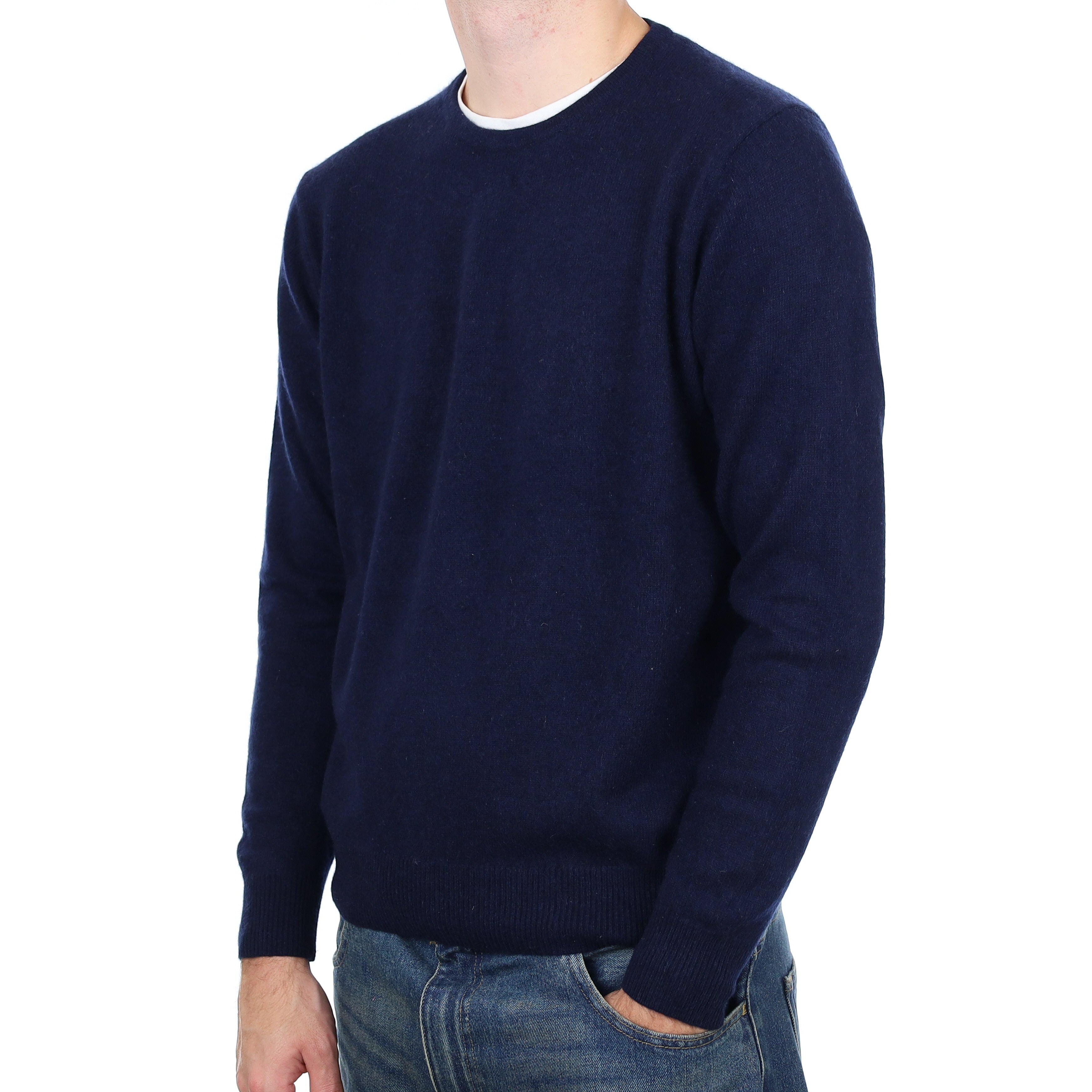 Men’s Navy Cashmere Crew Neck Jumper Large