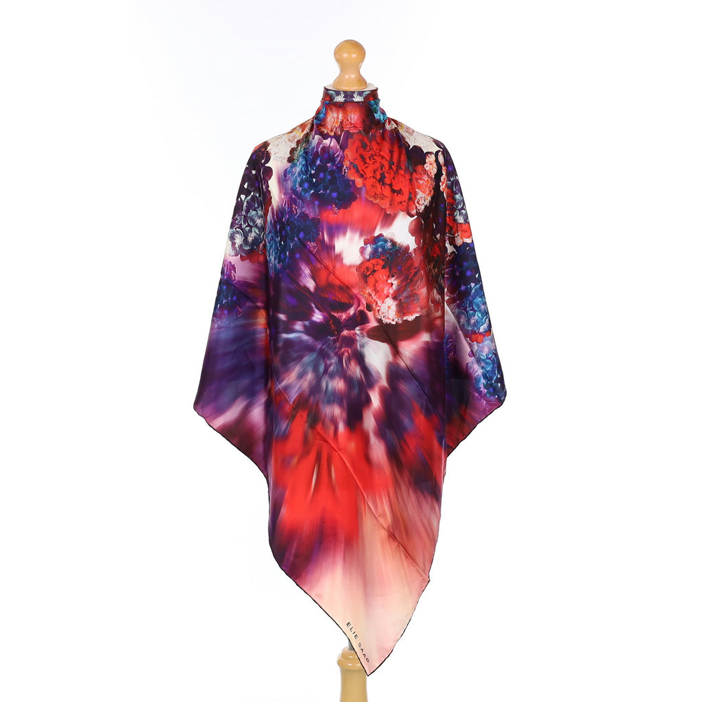 Brand New Elie Saab Artistic Floral Silk Scarf