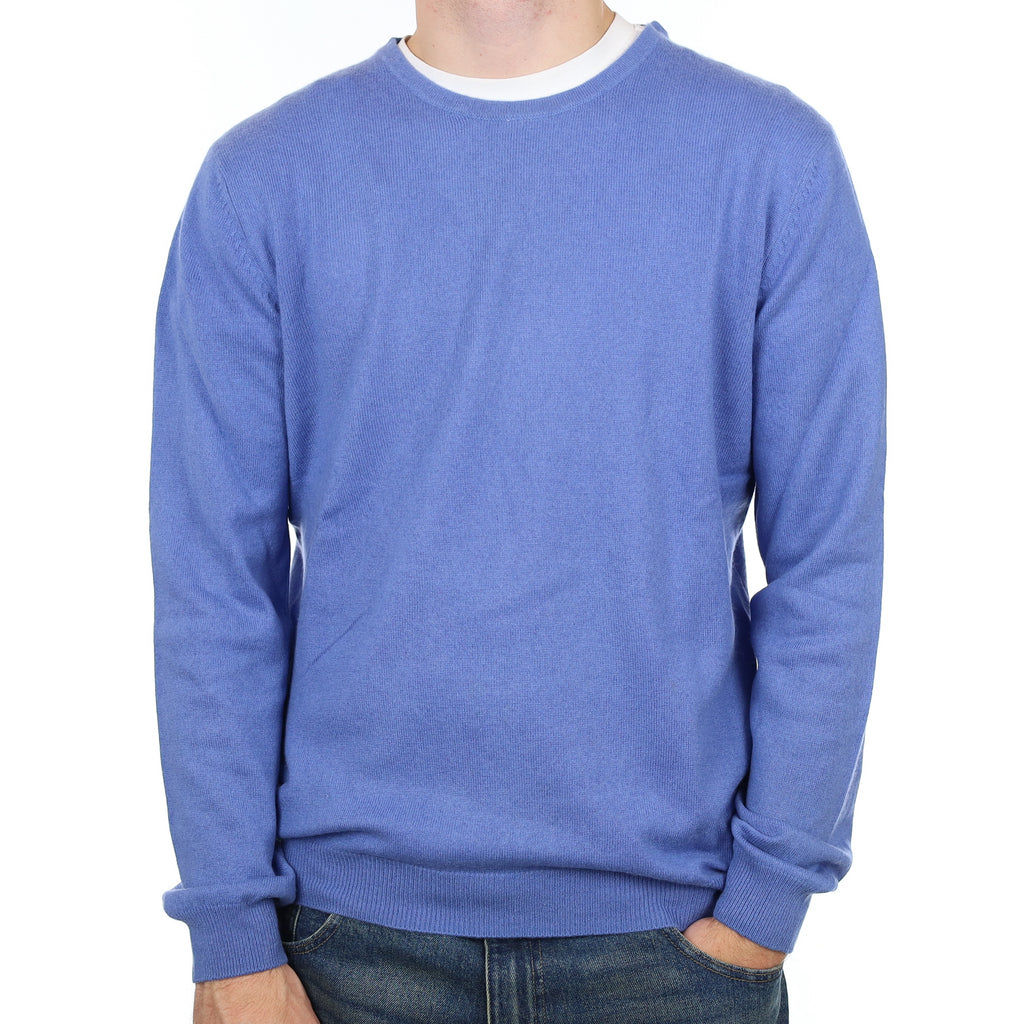 Men’s Airforce Blue Cashmere Crew Neck Jumper Large