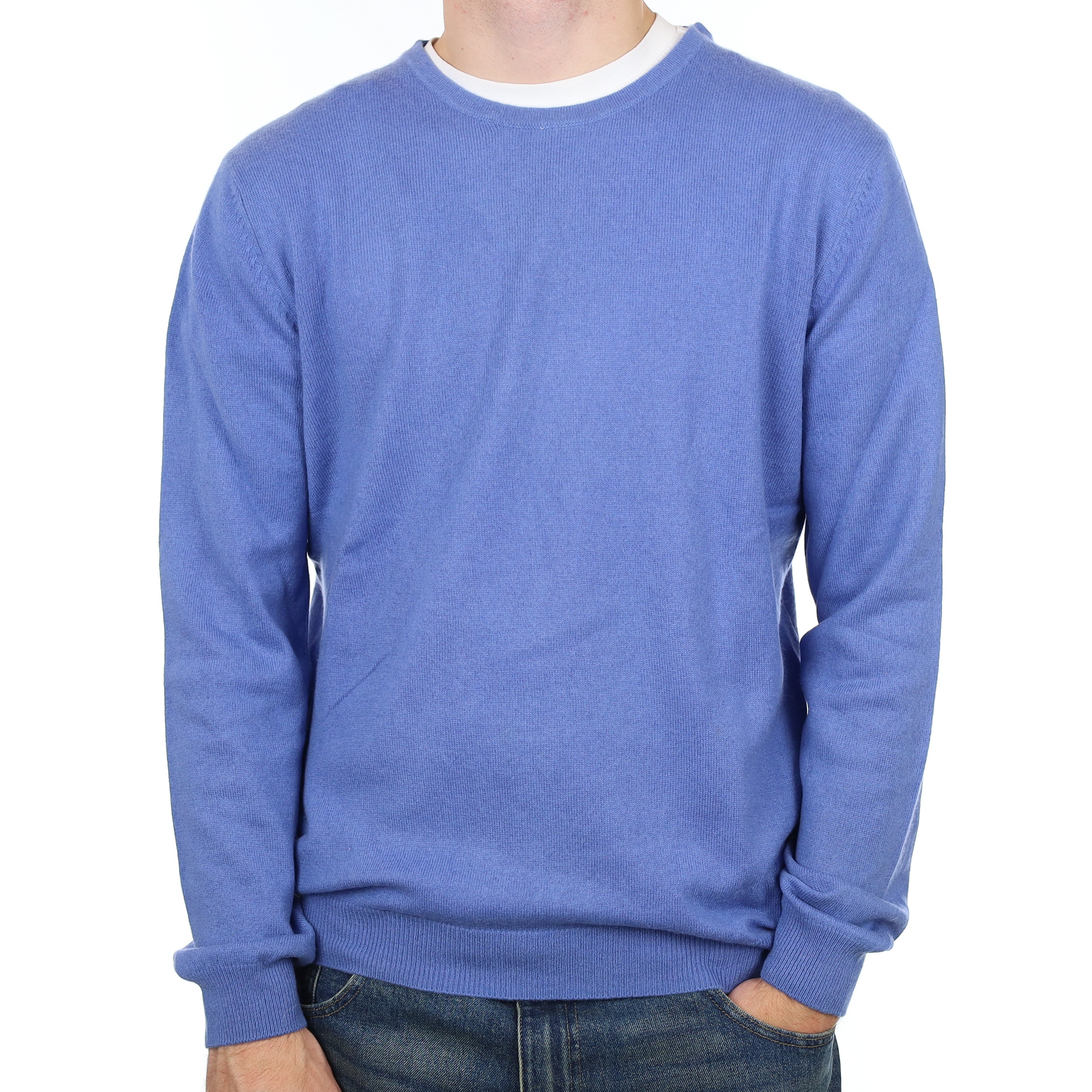 Men’s Airforce Blue Cashmere Crew Neck Jumper Large