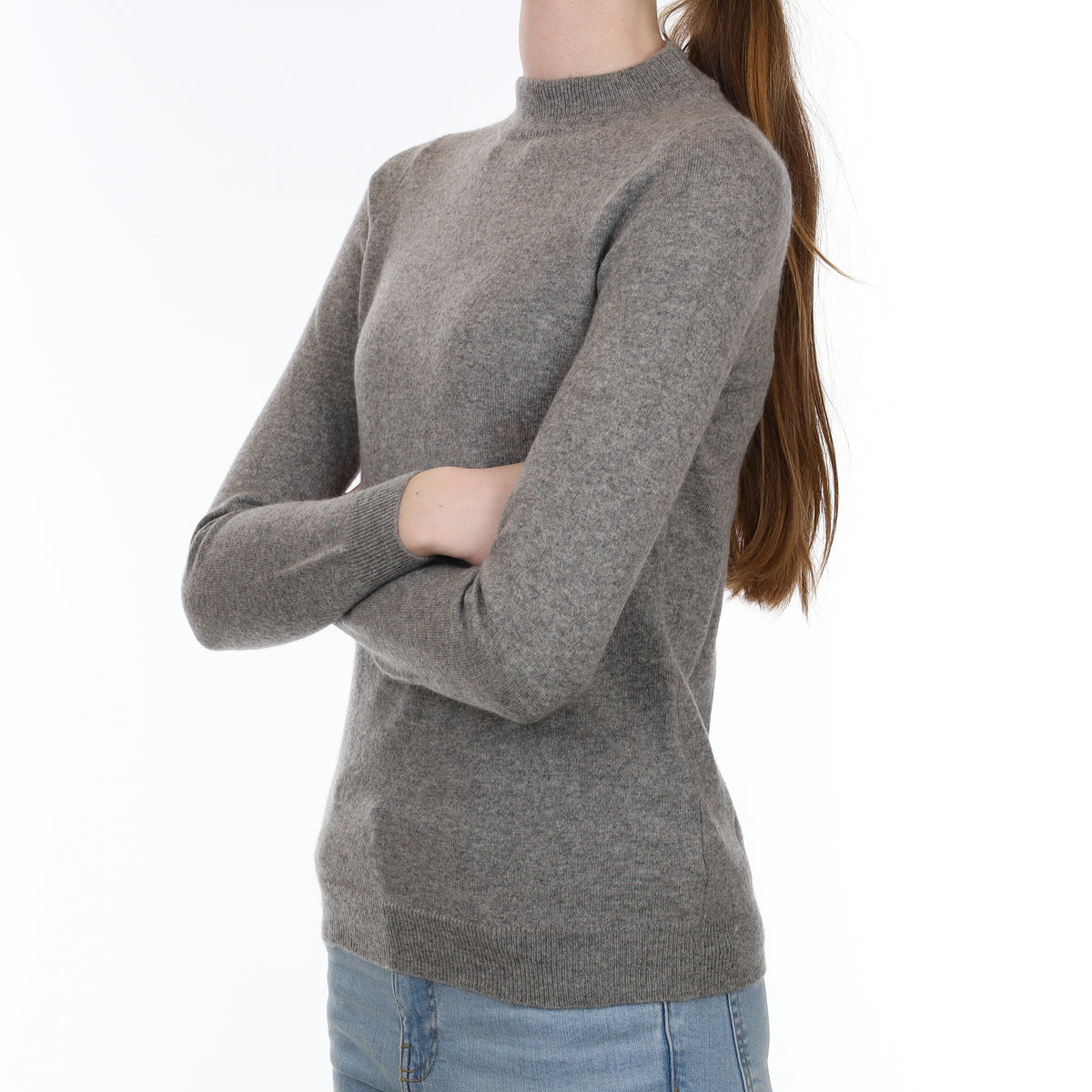 Ash Grey Cashmere Turtle Neck Jumper Extra Small