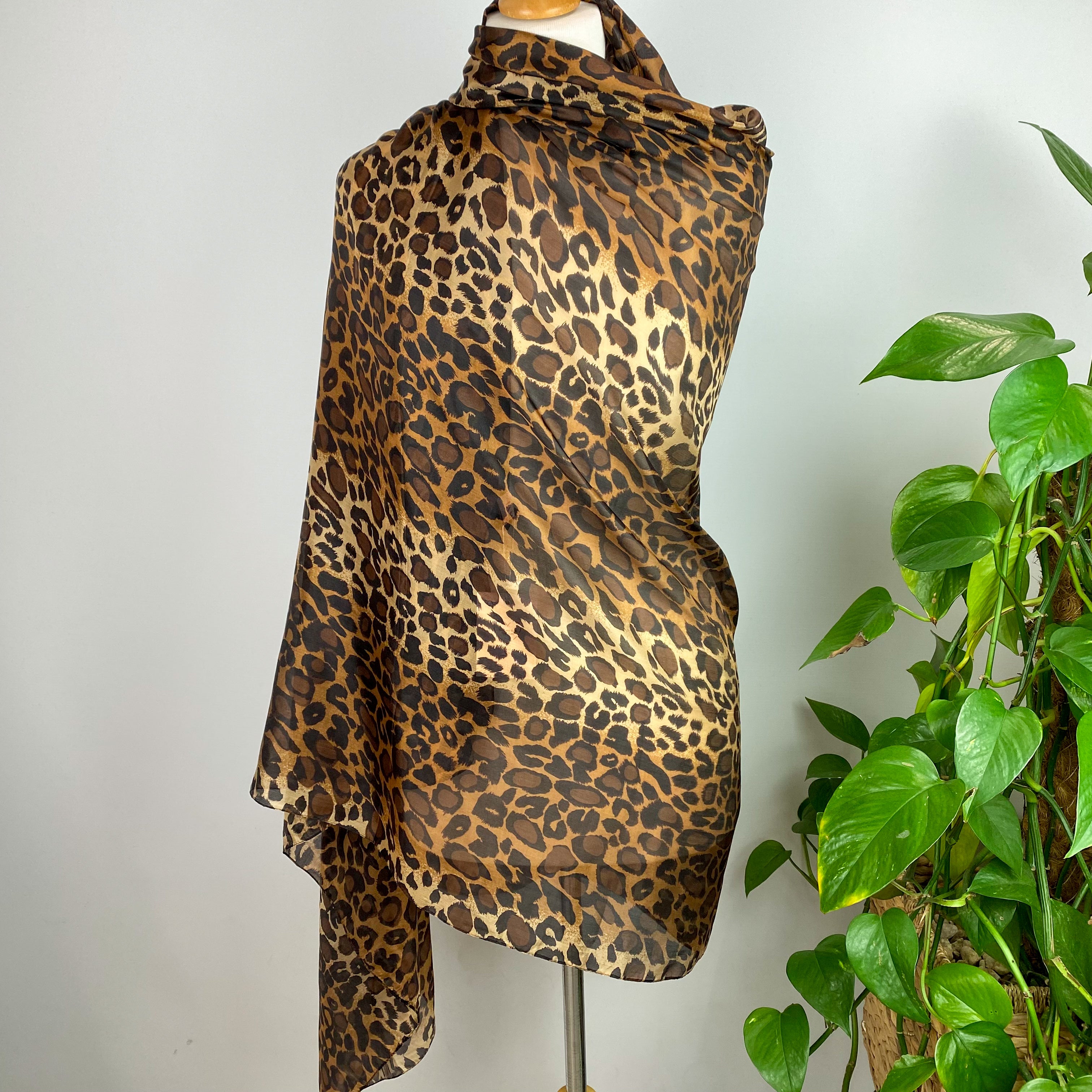 Unworn Modern Animal Print Silk Scarf
