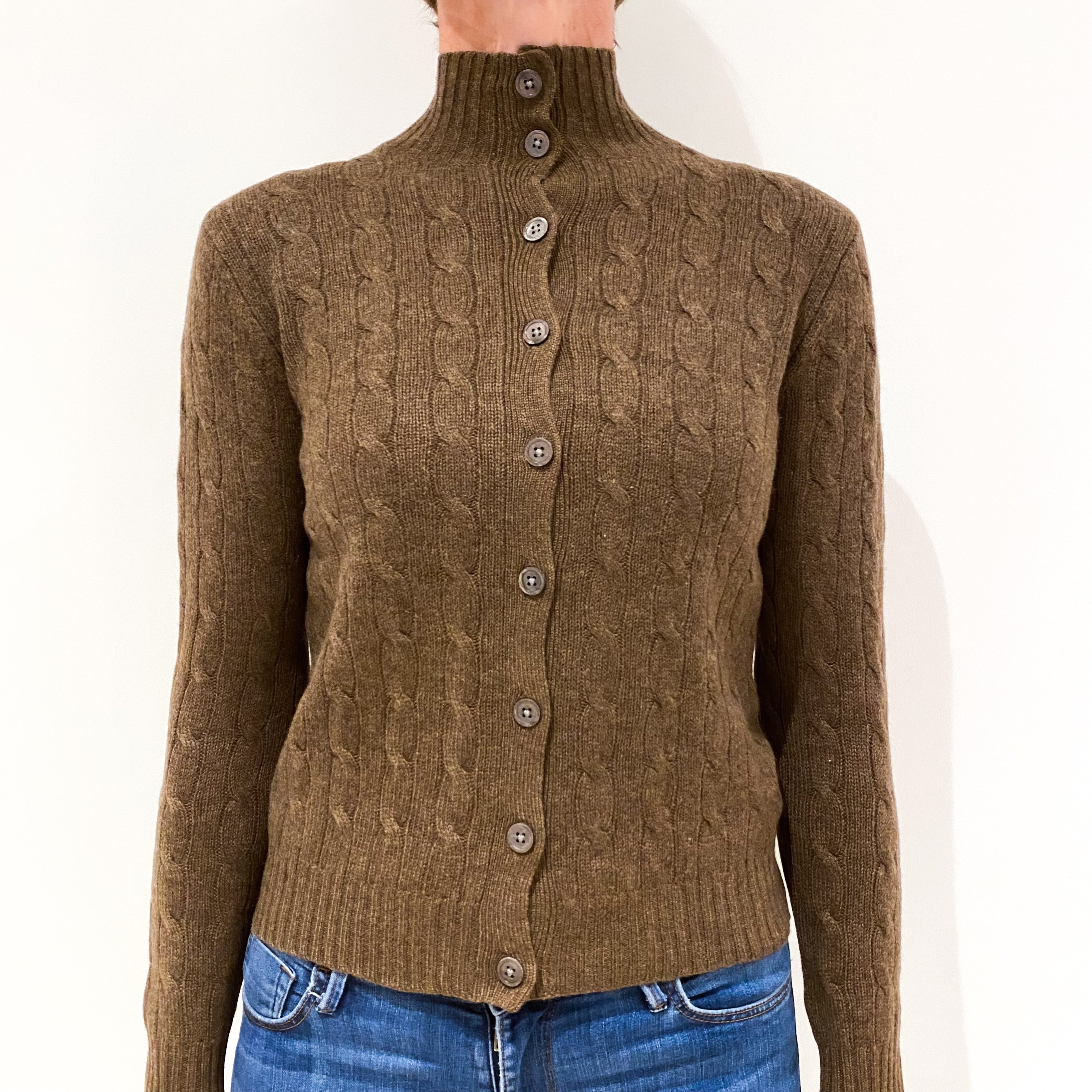 Pale Chocolate Cashmere Cardigan Small