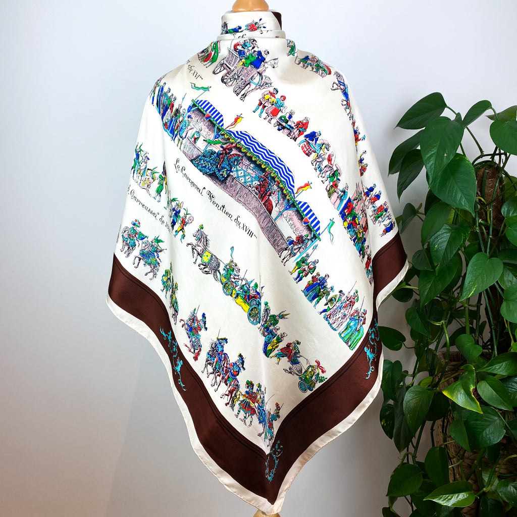 Charming 1970s French Vintage Silk Scarf