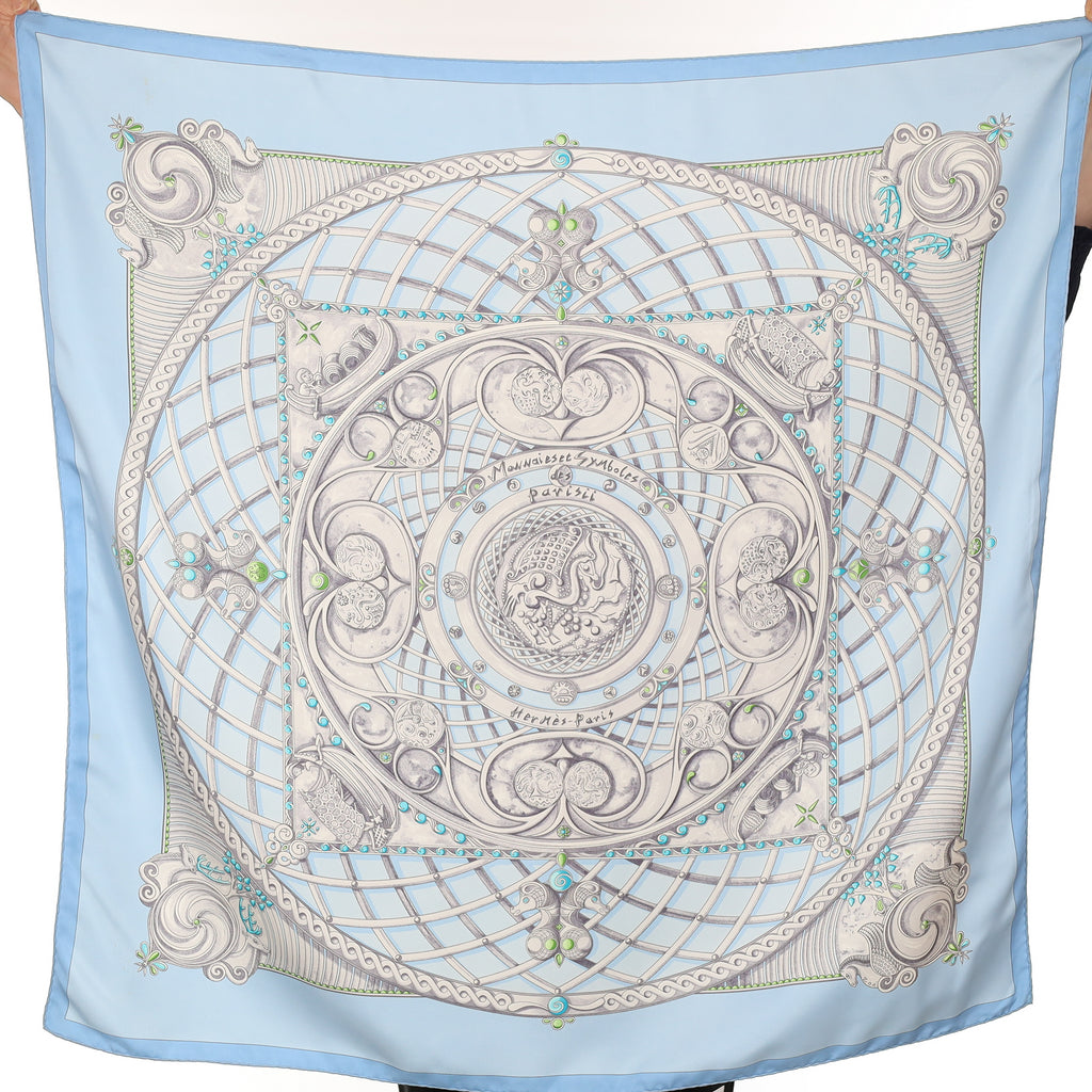 Hermès Monnaies et Symboles Parisii Vintage Silk Scarf