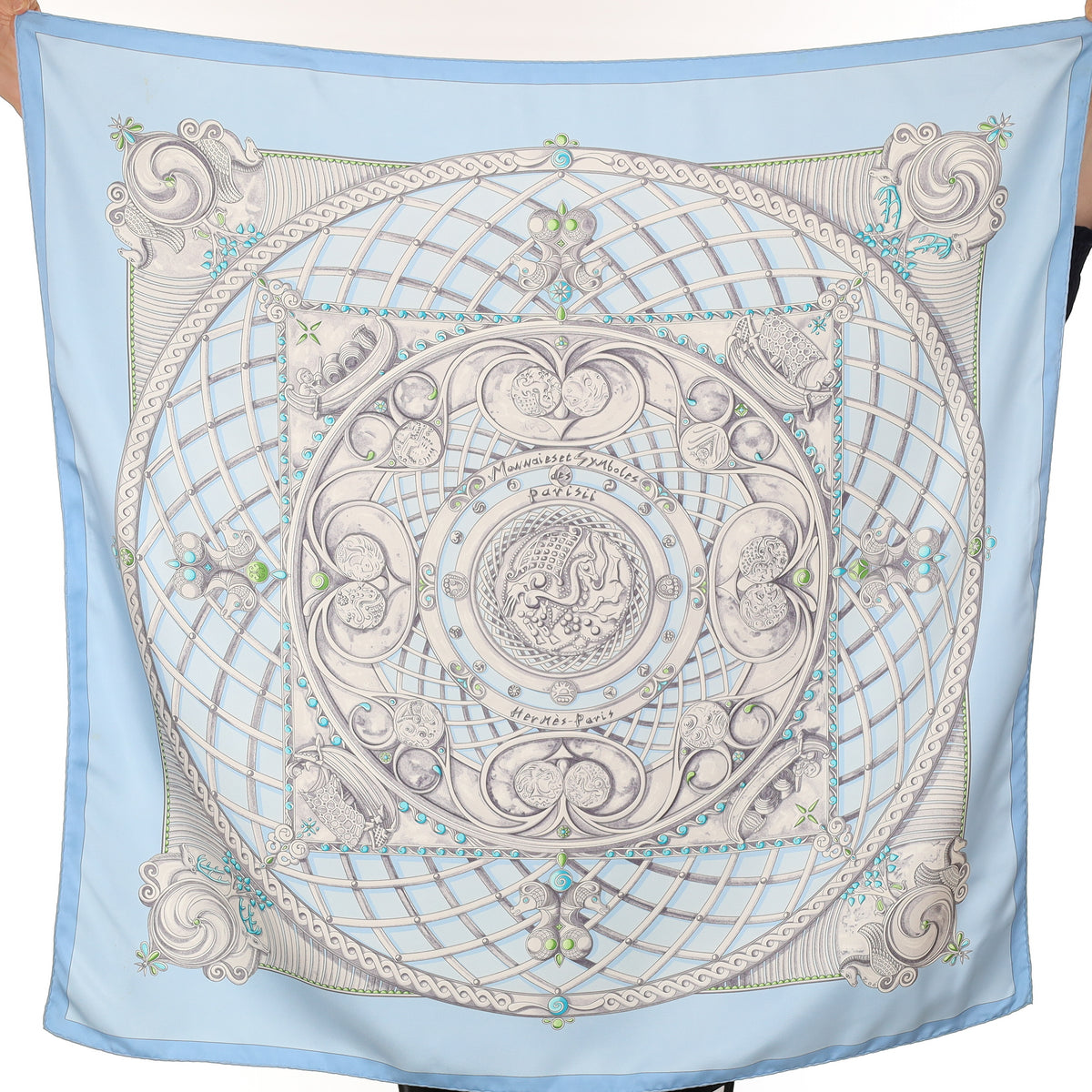 Hermès Monnaies et Symboles Parisii Vintage Silk Scarf