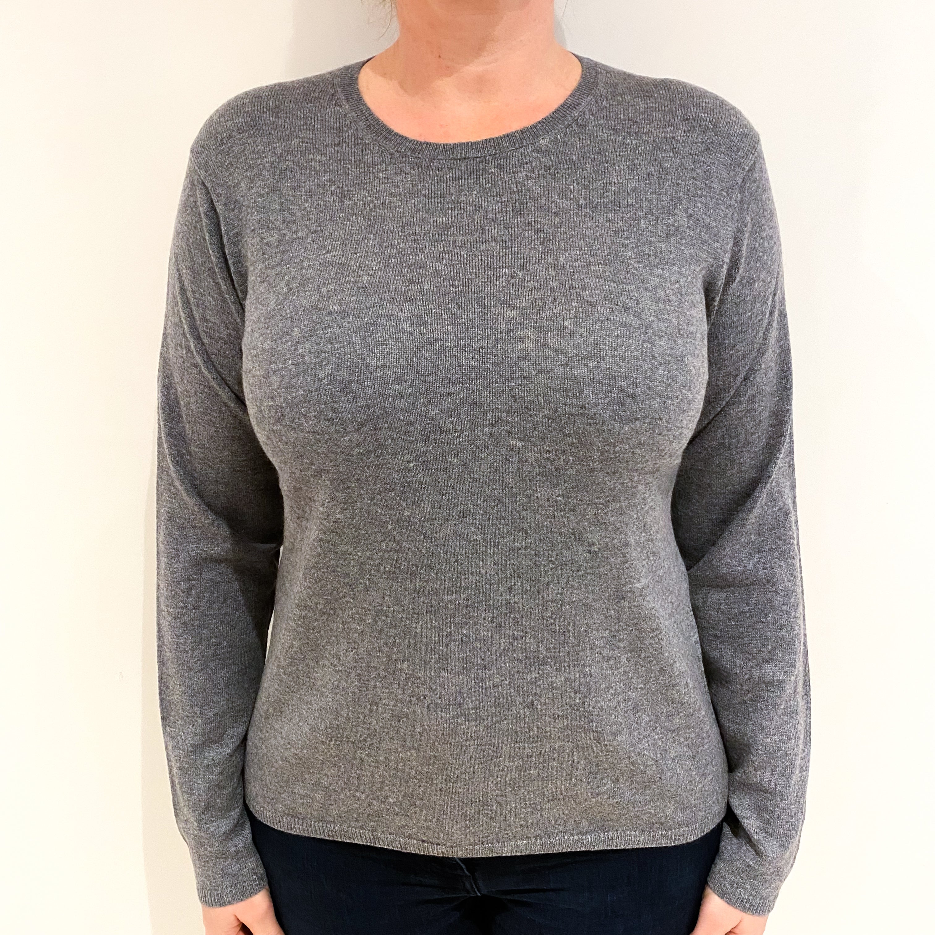 Steel Grey Cashmere Crew Neck Jumper