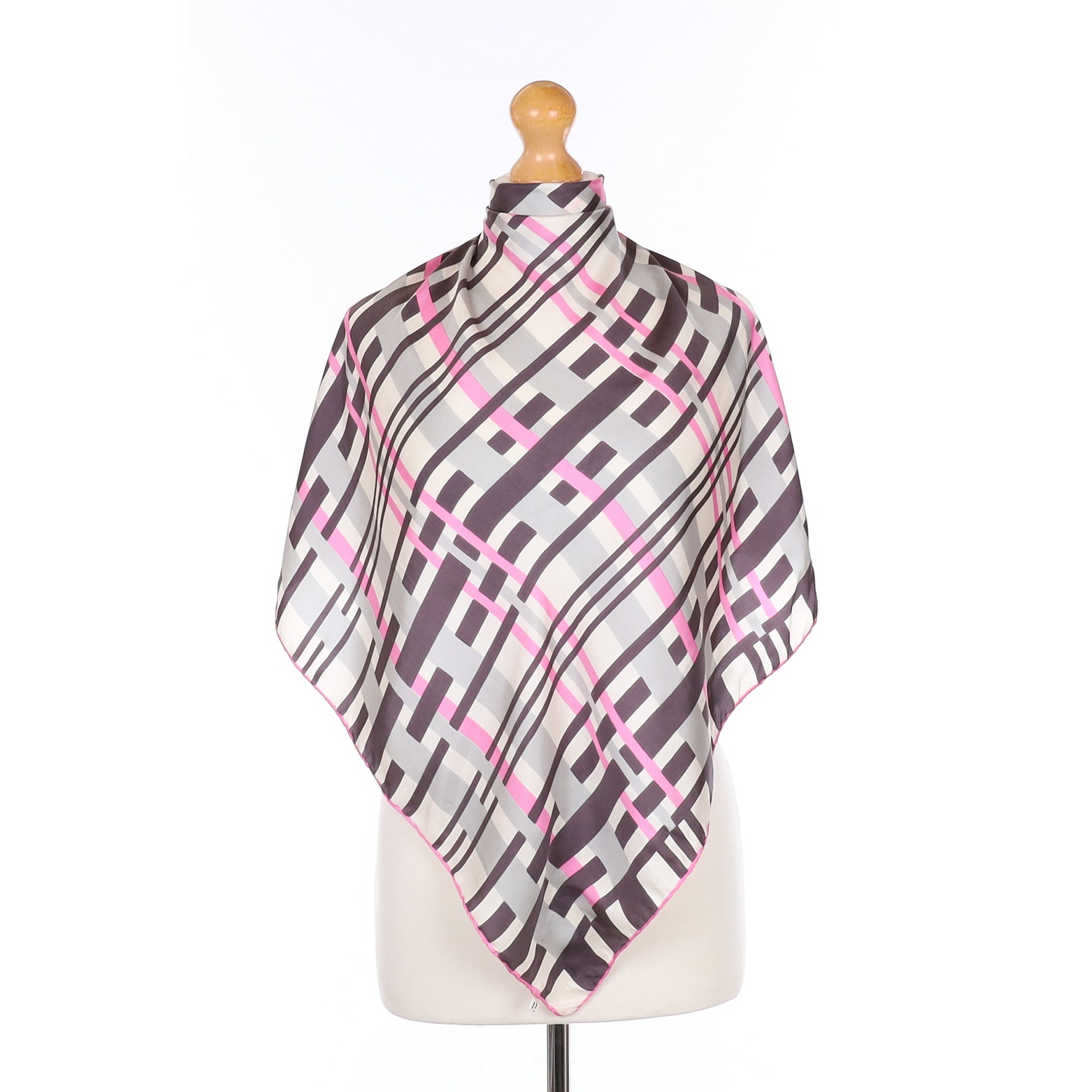 Purple Geometric Vintage Silk Scarf