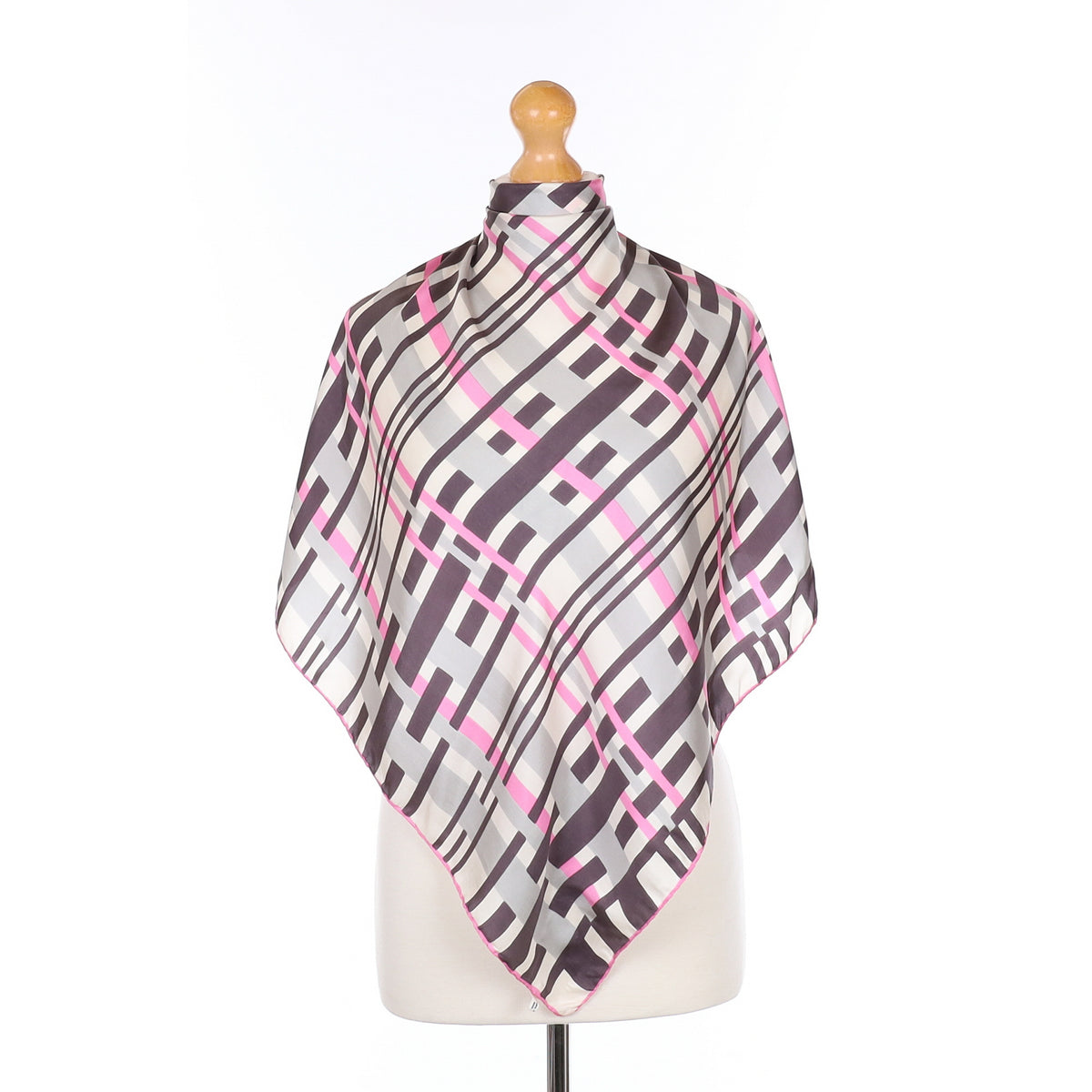 Purple Geometric Vintage Silk Scarf