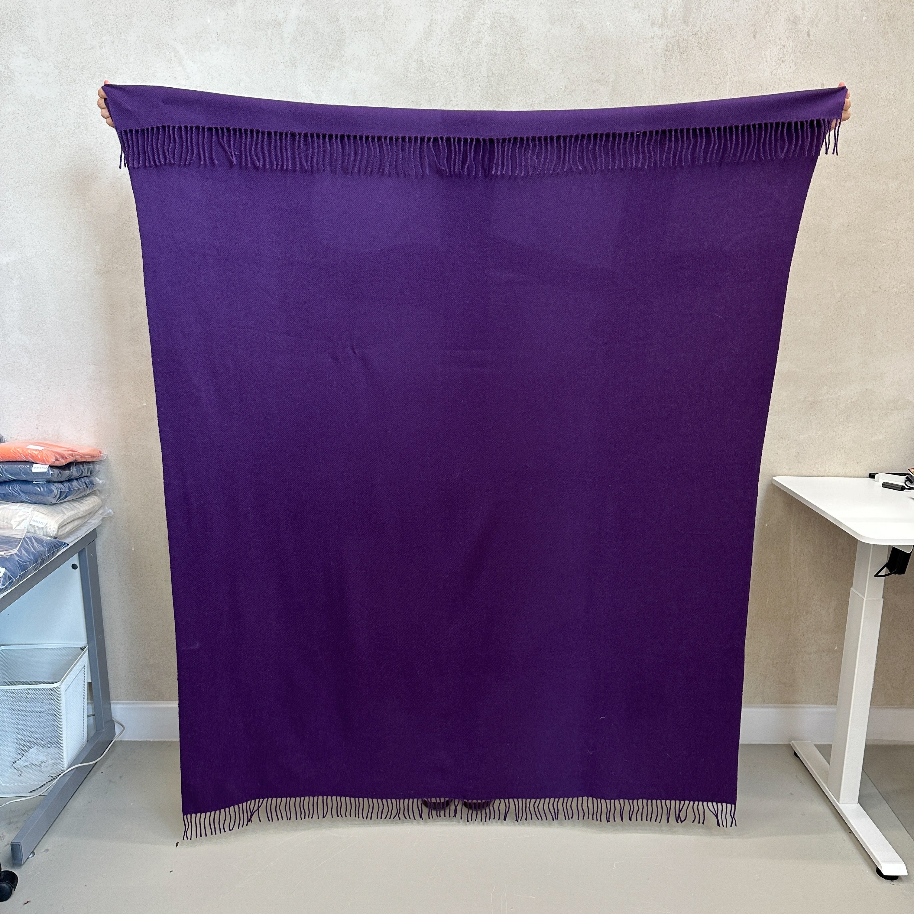 Pansy Purple Cashmere Fringed Woven Blanket