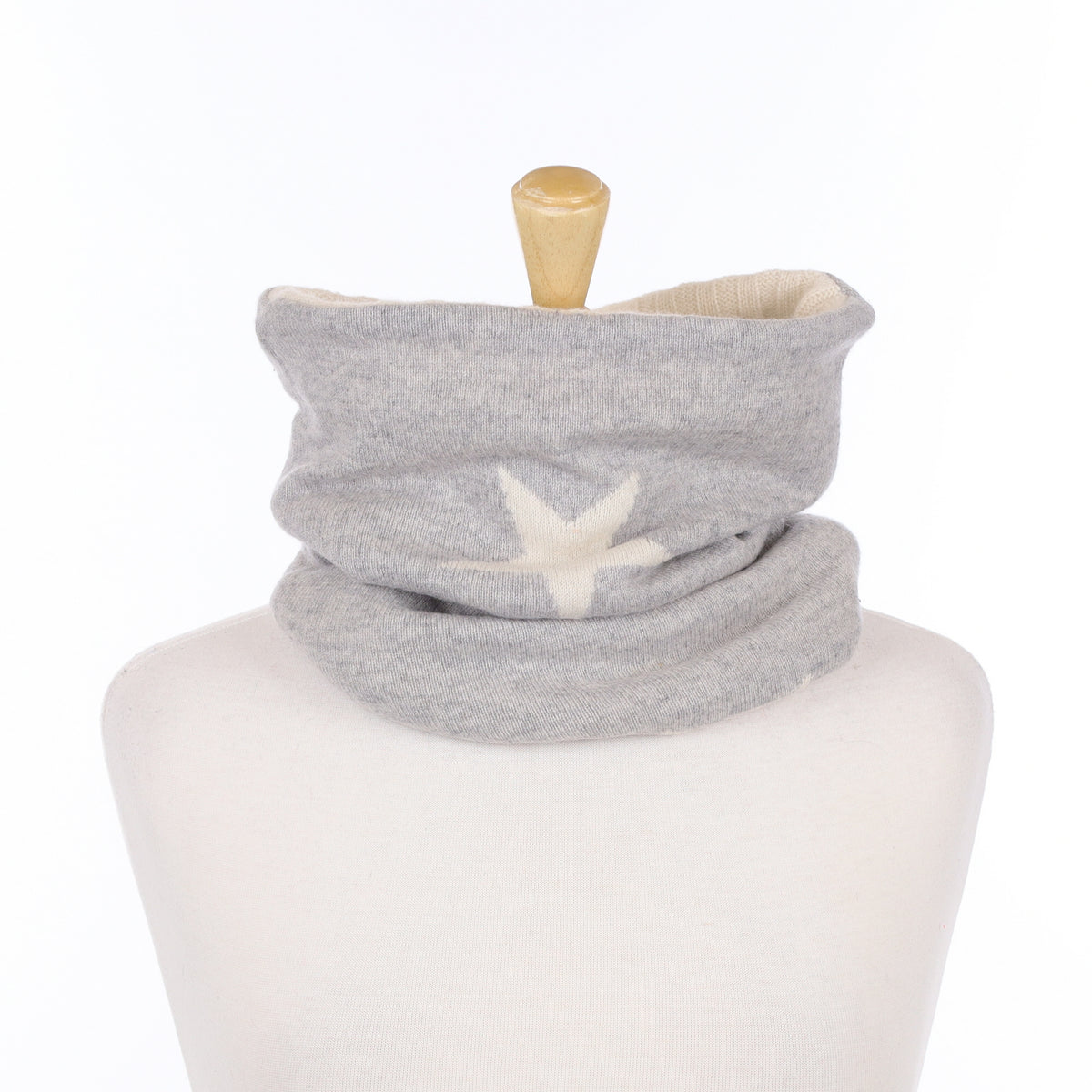 Grey Star and Ivory Rib Luxury Double Layered Snood