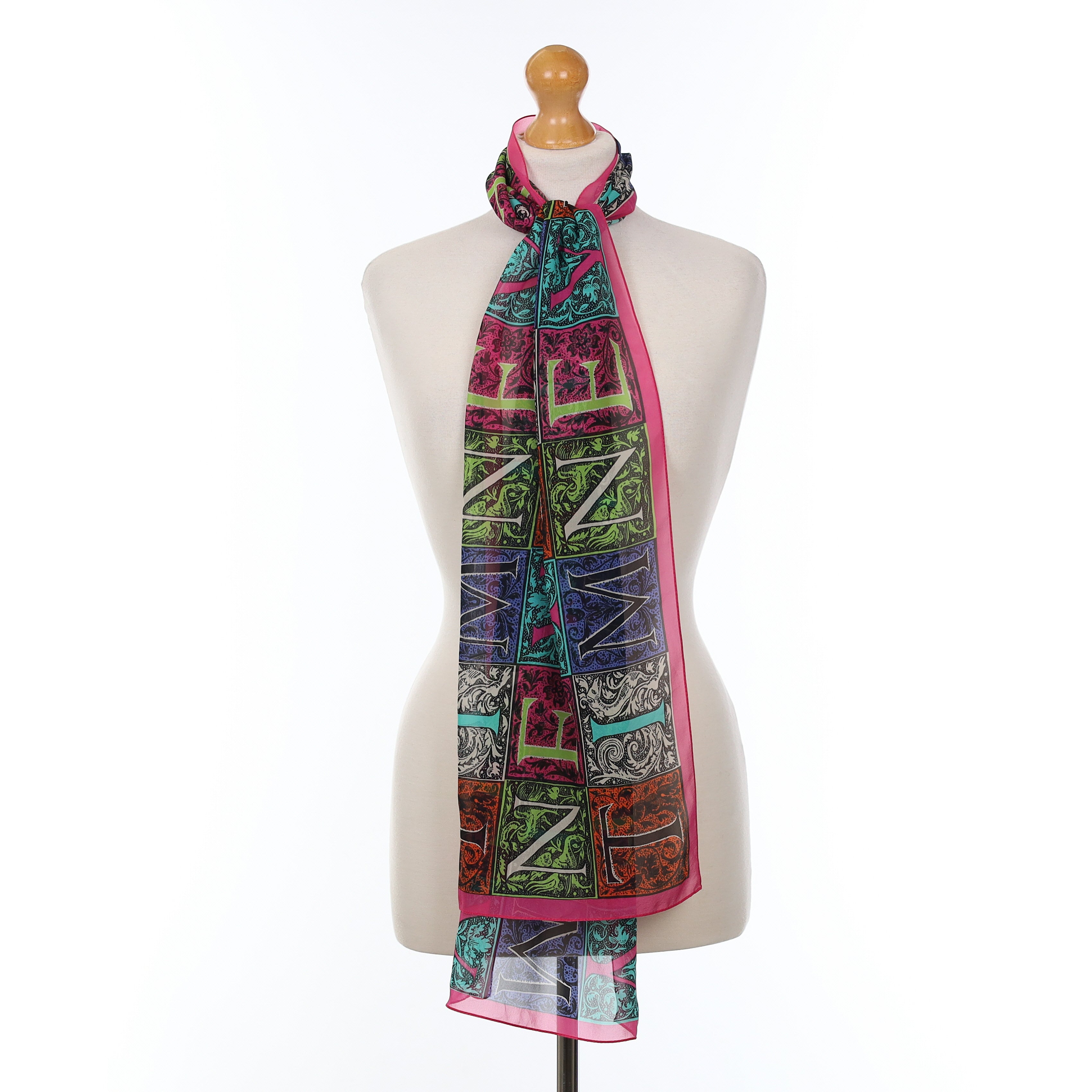Timney Colourful Typography Silk Scarf
