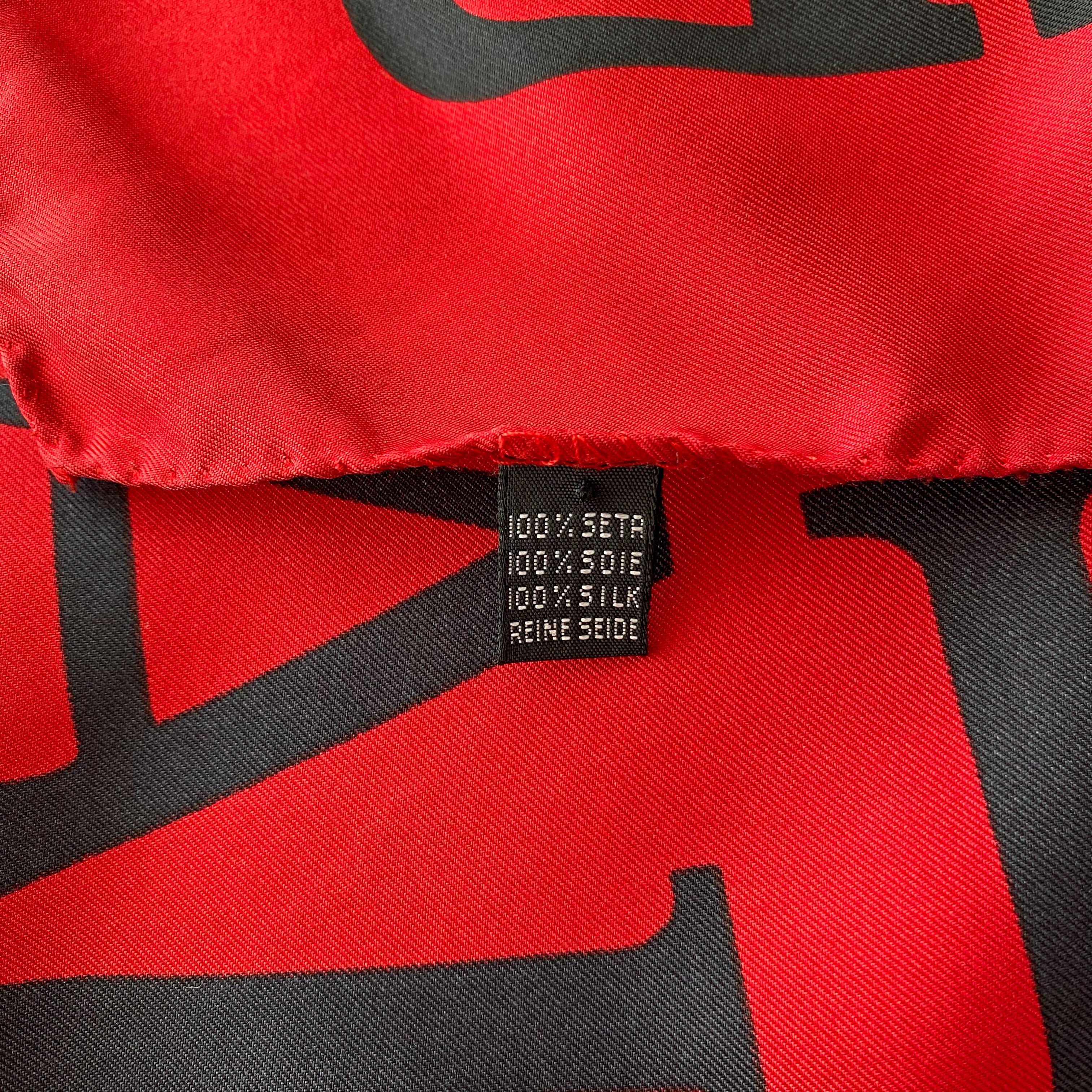 Jaeger Deep Red Logo Silk Scarf